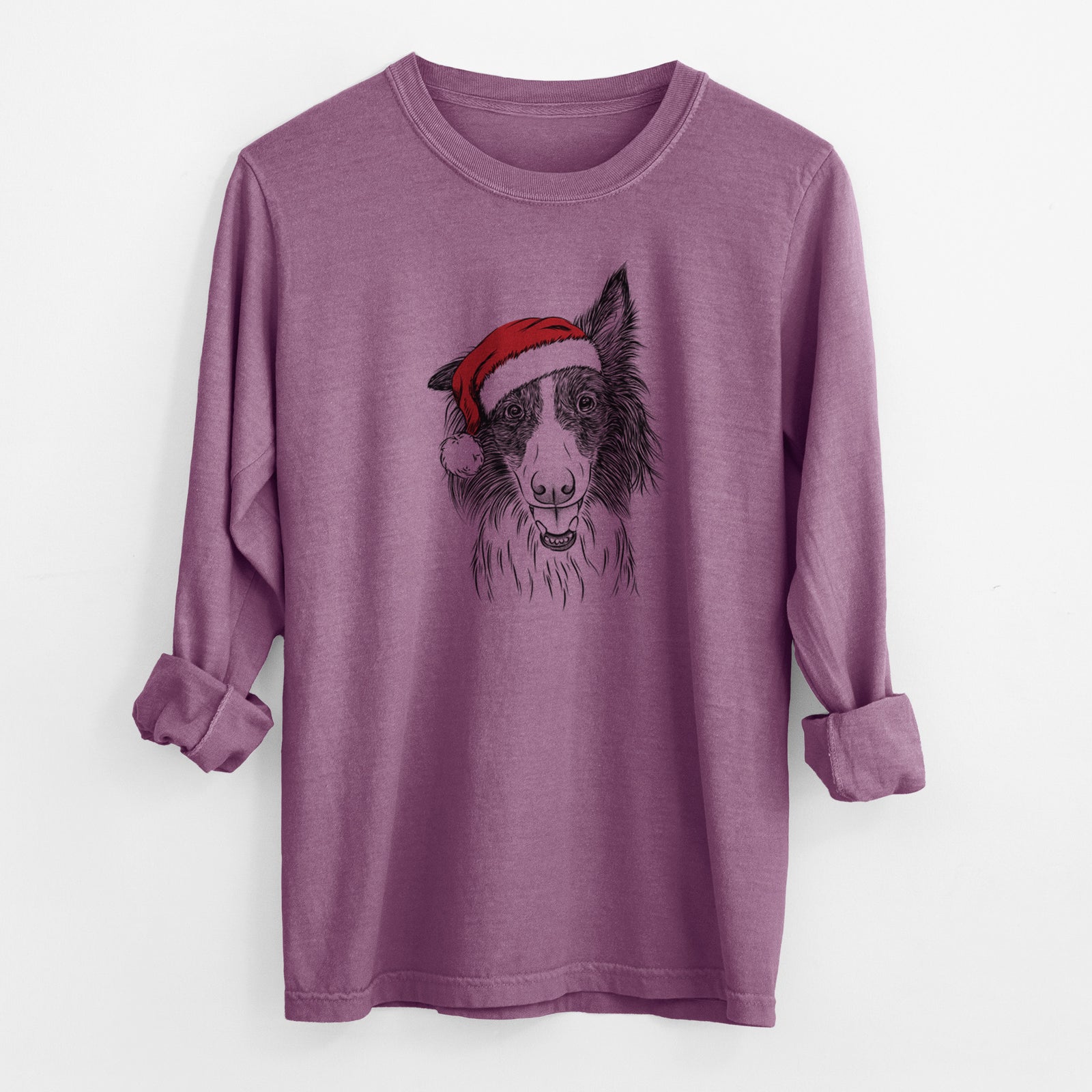 Santa Archie the Silken Windhound - Men's Heavyweight 100% Cotton Long Sleeve