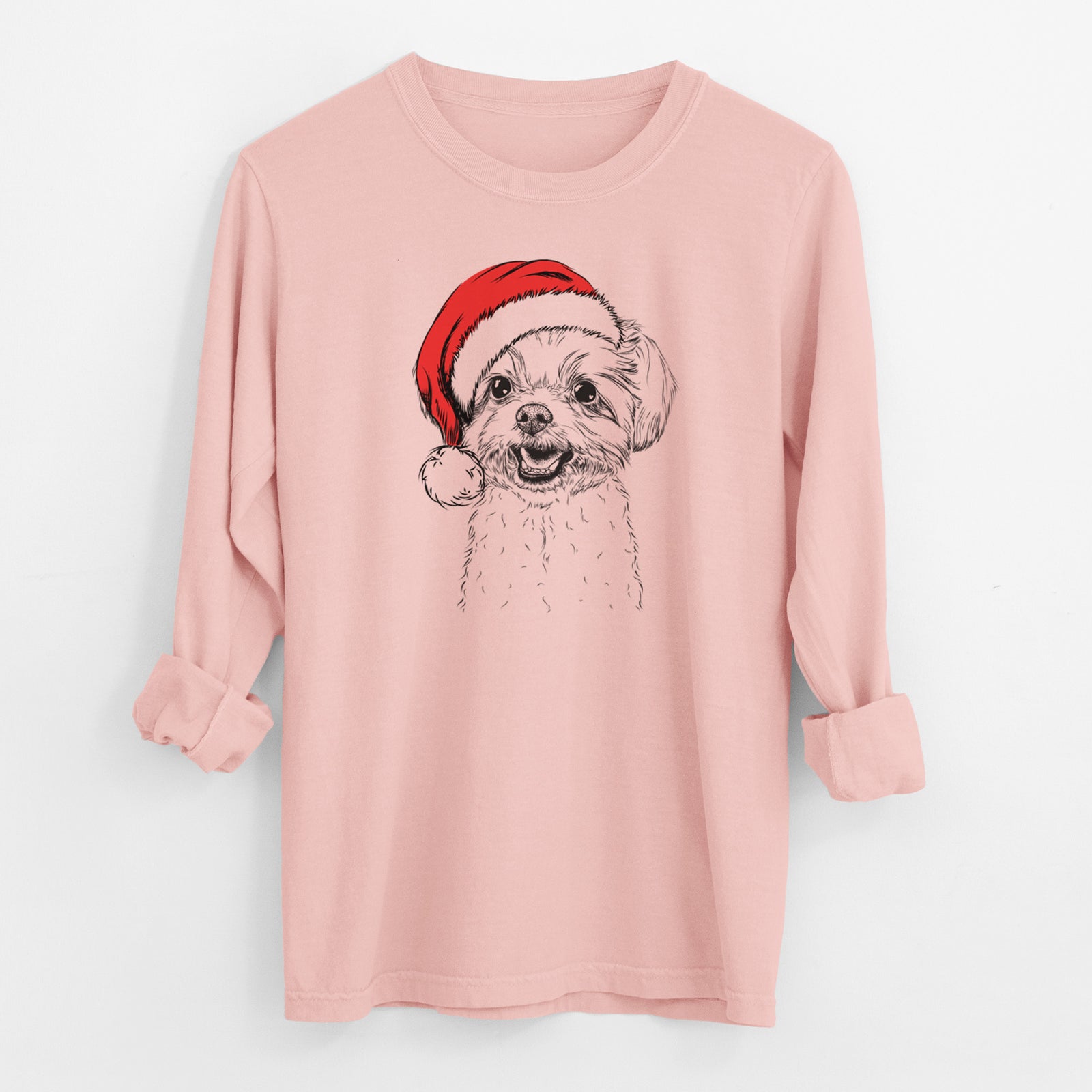 Santa Aspen the Morkie - Men's Heavyweight 100% Cotton Long Sleeve