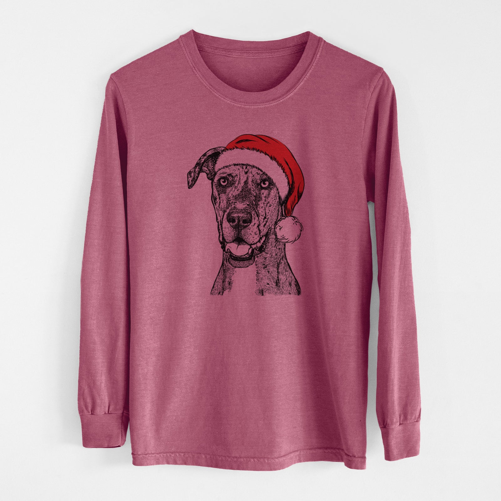Santa Athena the Merle Great Dane - Men's Heavyweight 100% Cotton Long Sleeve