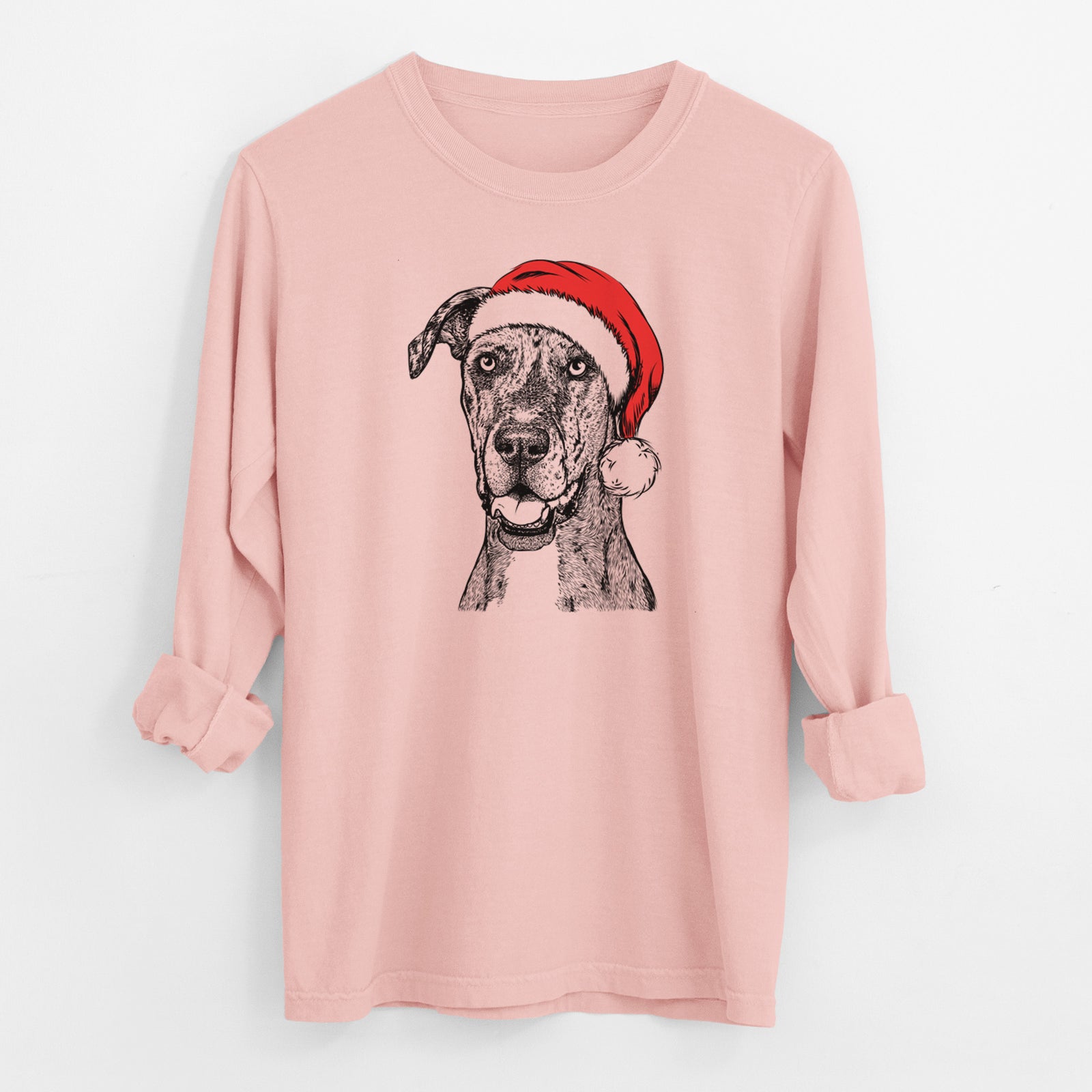 Santa Athena the Merle Great Dane - Men's Heavyweight 100% Cotton Long Sleeve