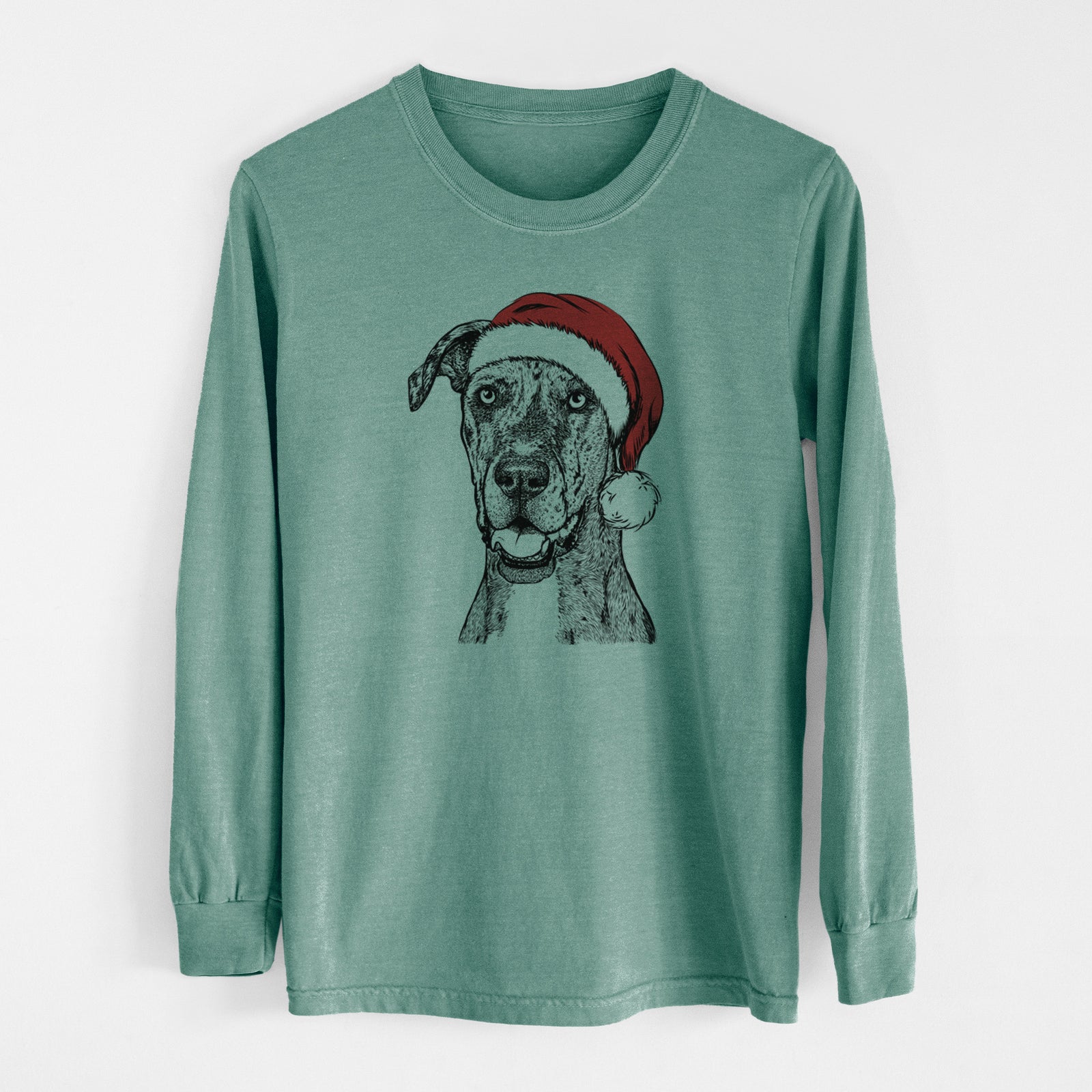 Santa Athena the Merle Great Dane - Men's Heavyweight 100% Cotton Long Sleeve
