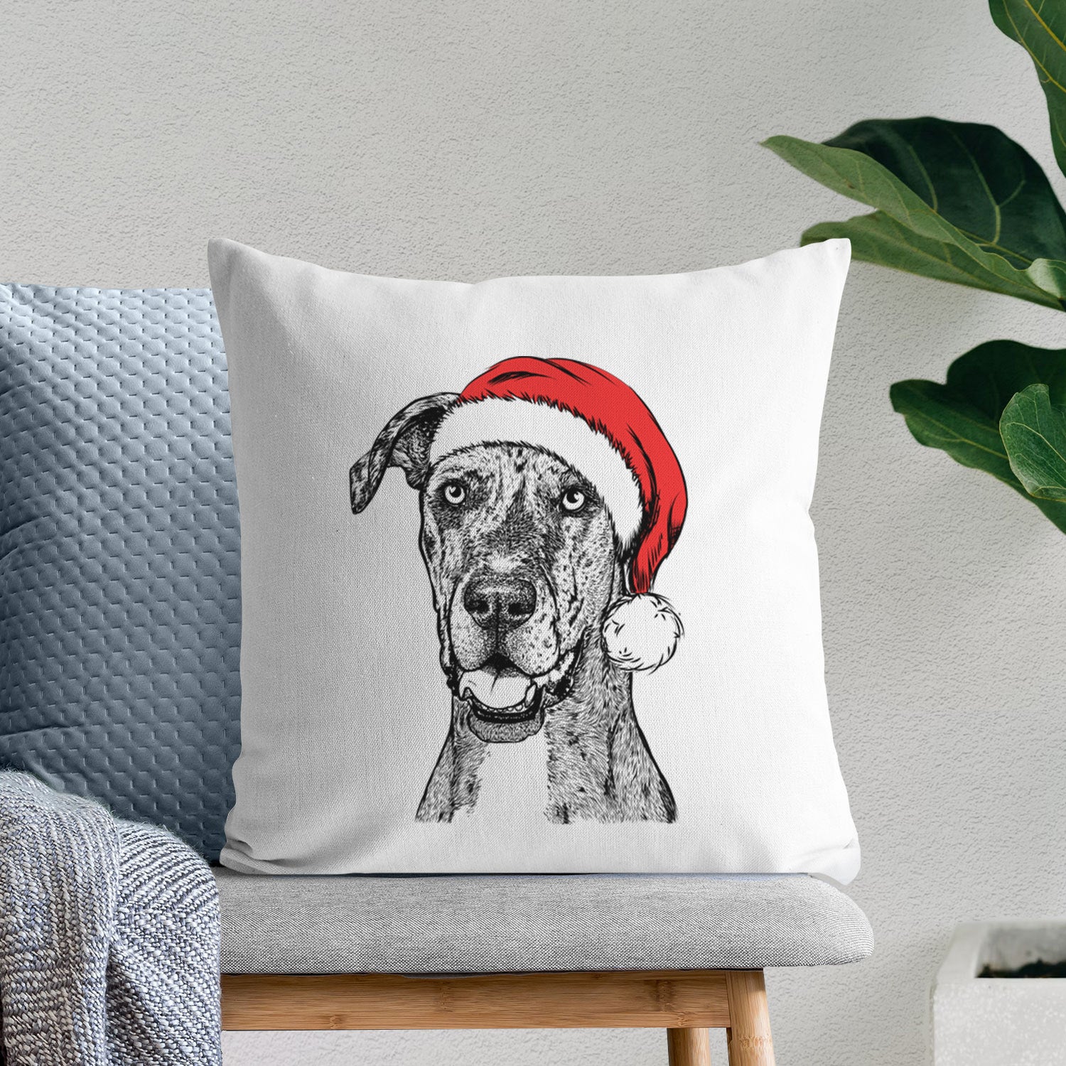 Athena the Merle Great Dane - Throw Pillow Cover