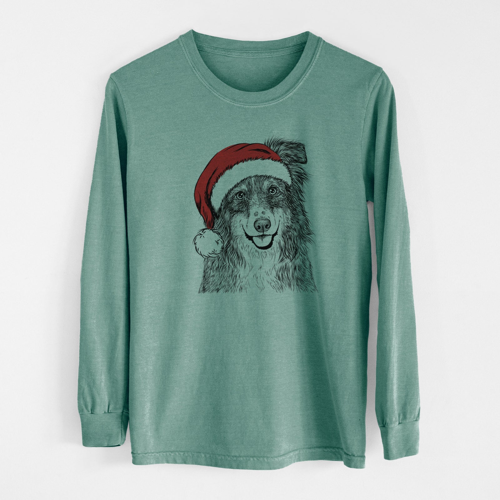 Santa Aushe the Australian Shepherd - Men's Heavyweight 100% Cotton Long Sleeve