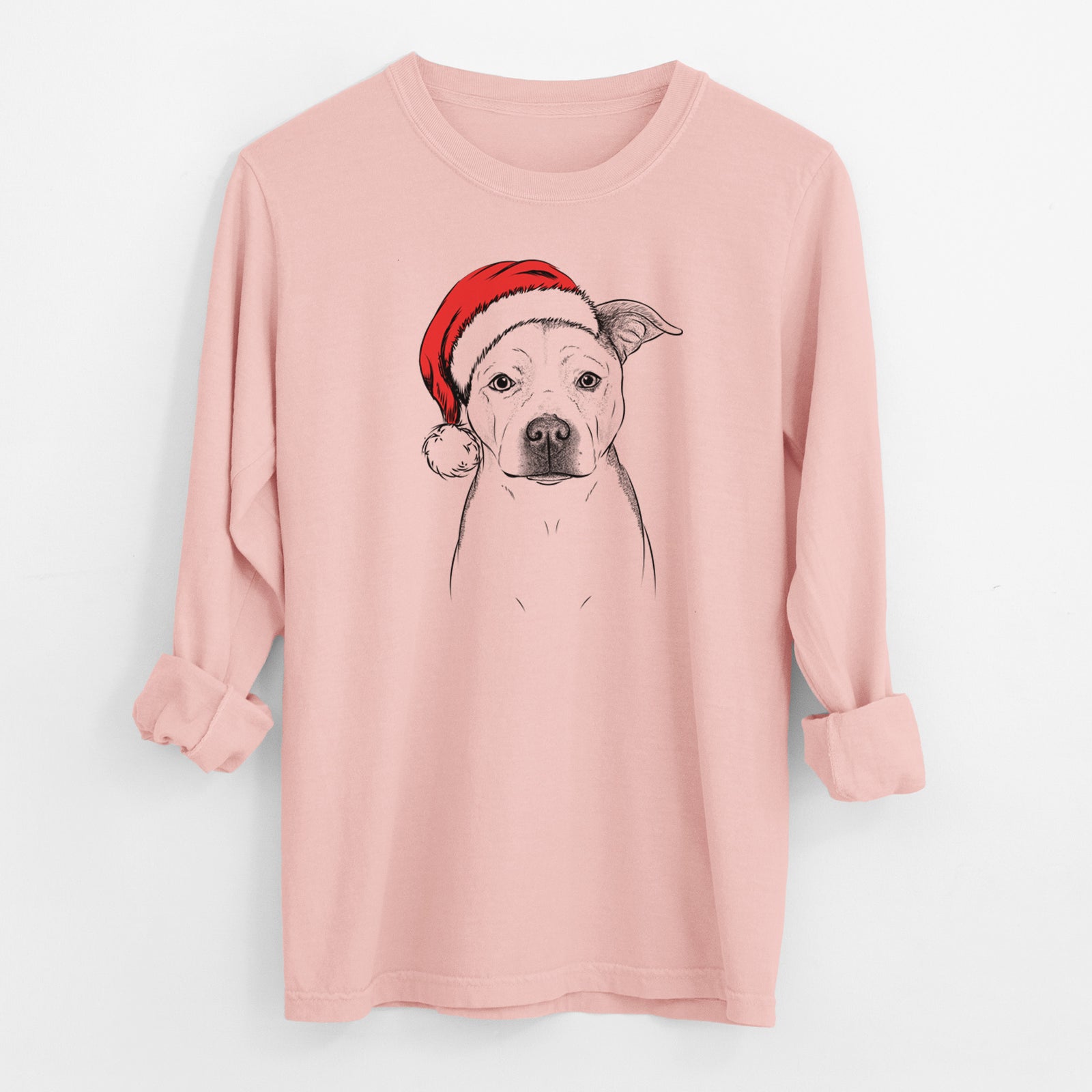 Santa Bailey the Pitbull - Men's Heavyweight 100% Cotton Long Sleeve