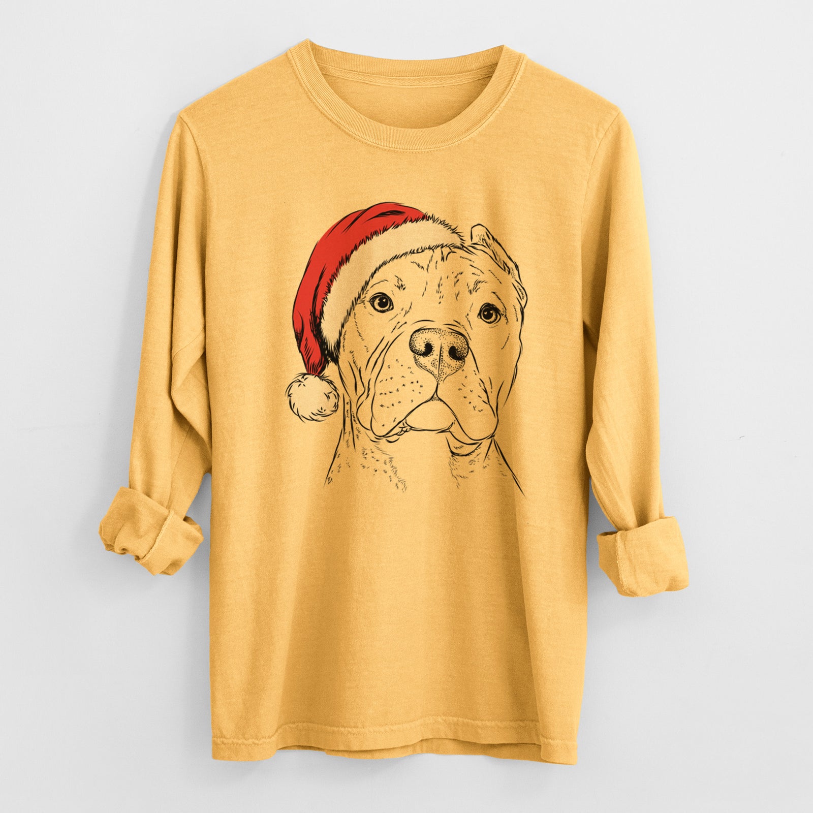 Santa Bam Bam the Pitbull - Heavyweight 100% Cotton Long Sleeve