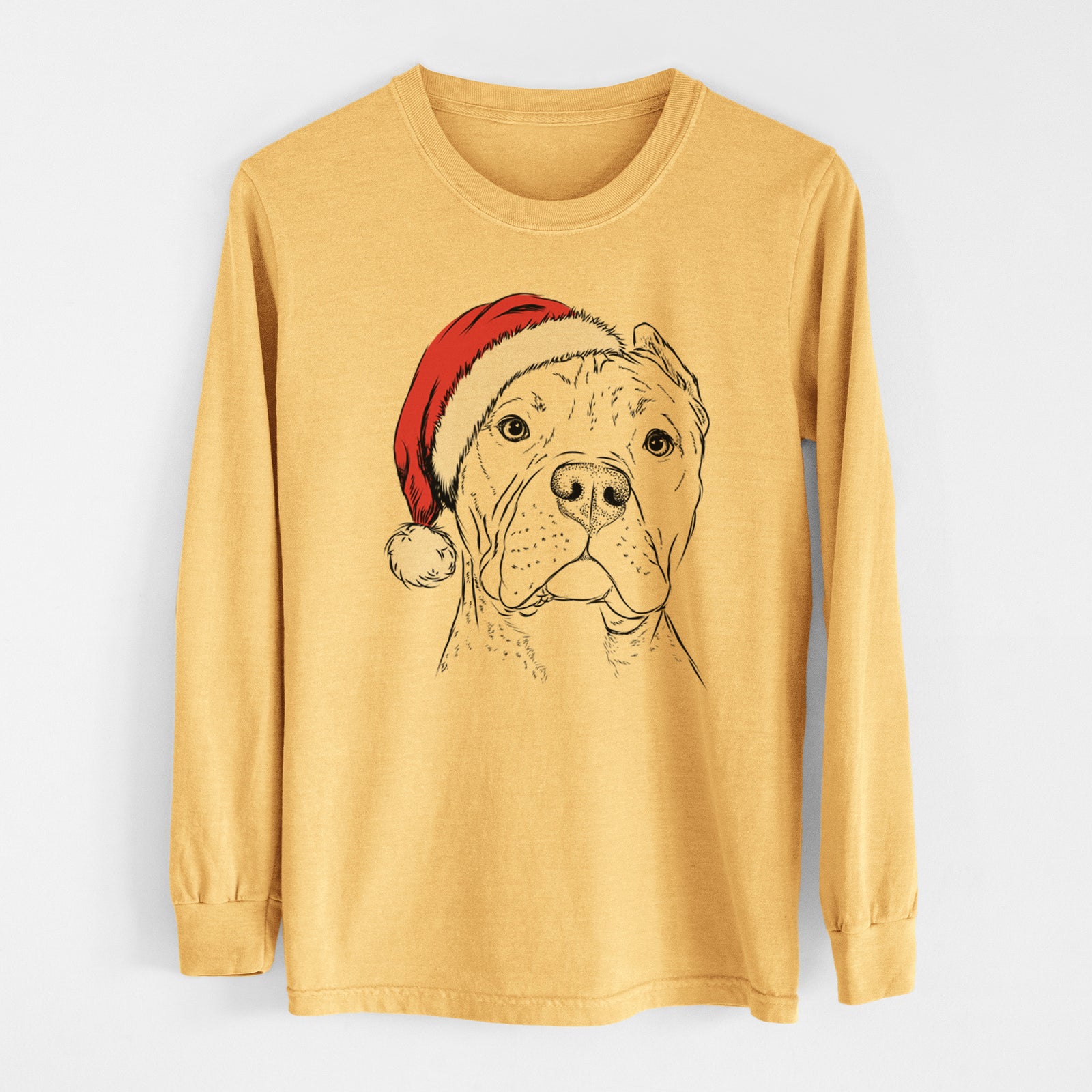 Santa Bam Bam the Pitbull - Heavyweight 100% Cotton Long Sleeve