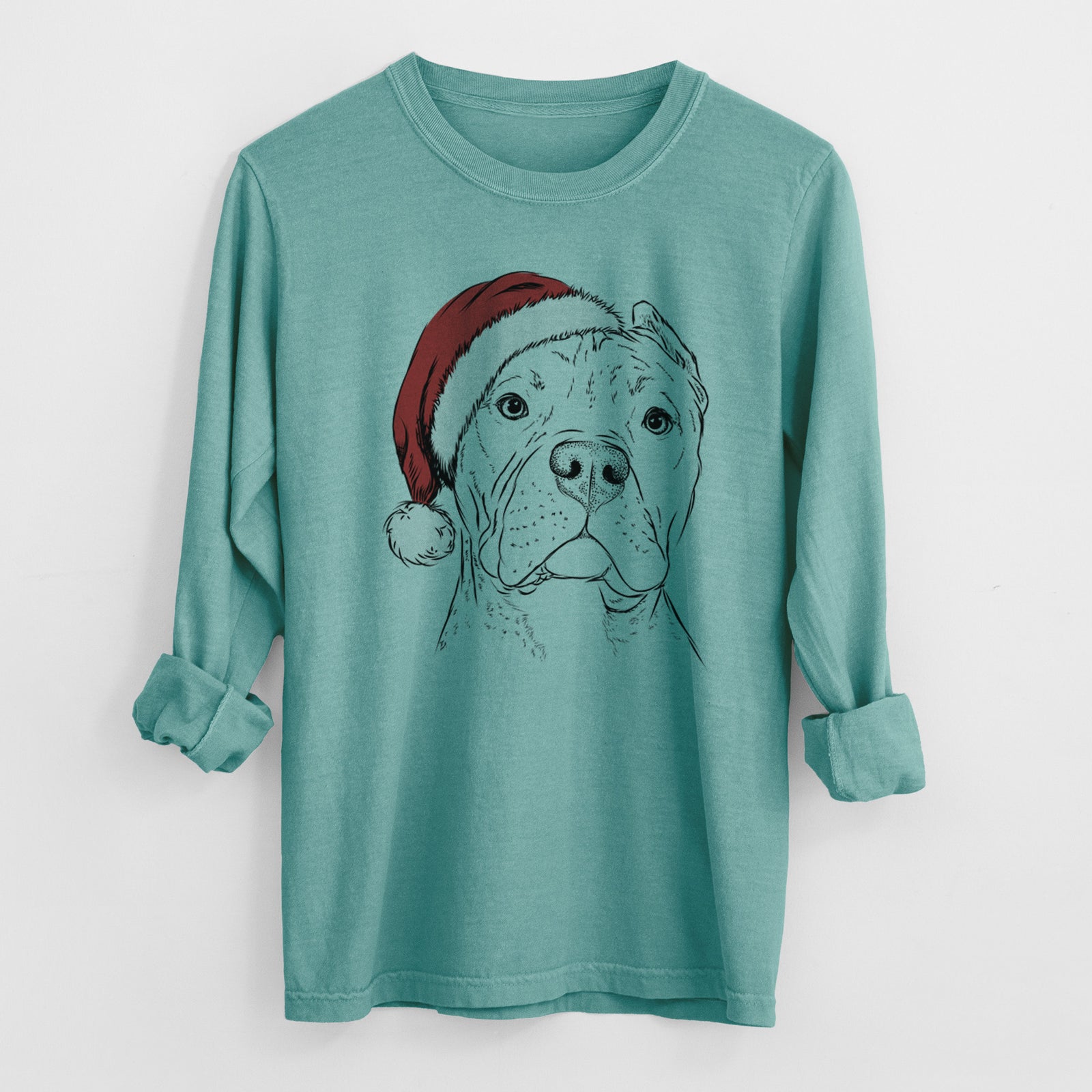 Santa Bam Bam the Pitbull - Heavyweight 100% Cotton Long Sleeve