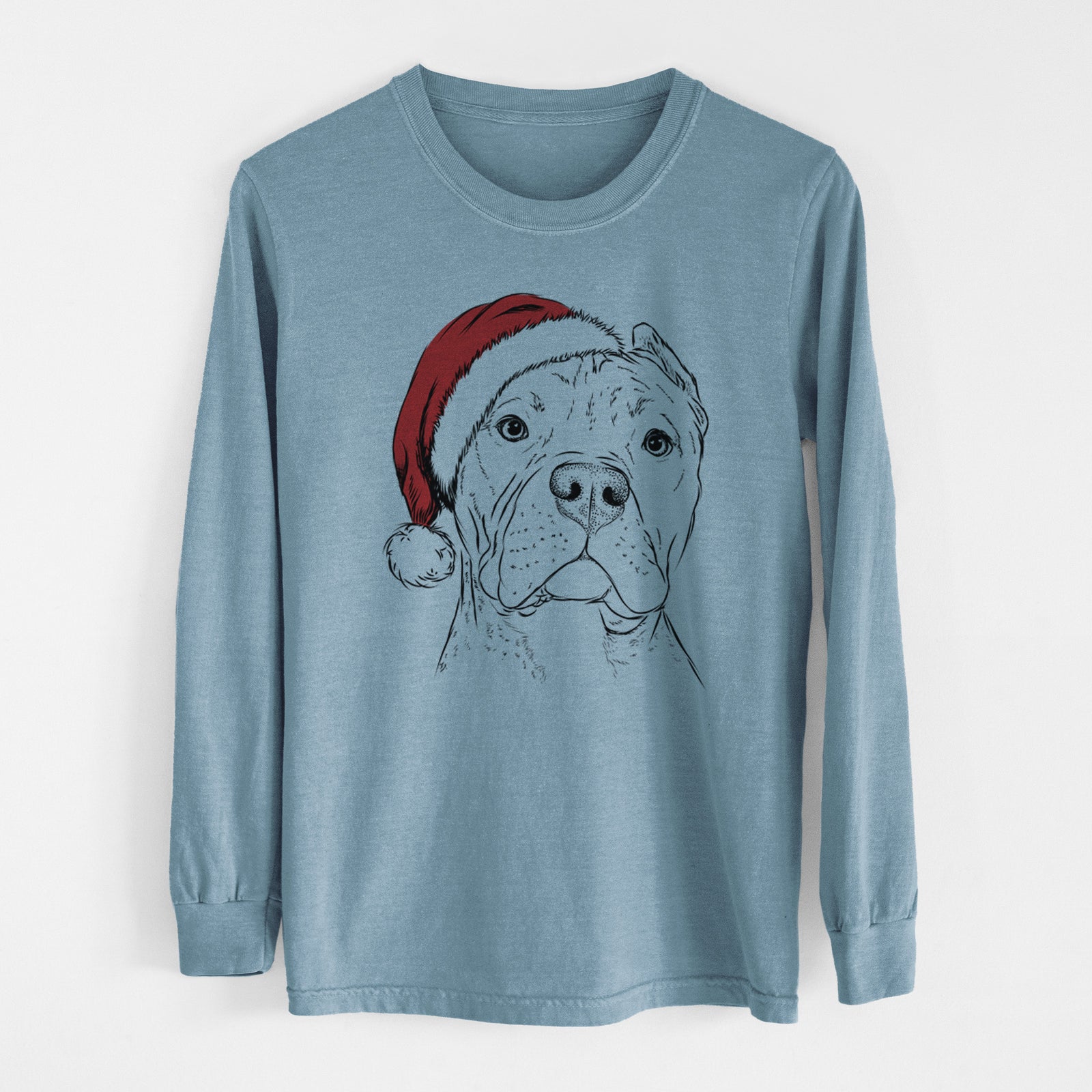 Santa Bam Bam the Pitbull - Heavyweight 100% Cotton Long Sleeve
