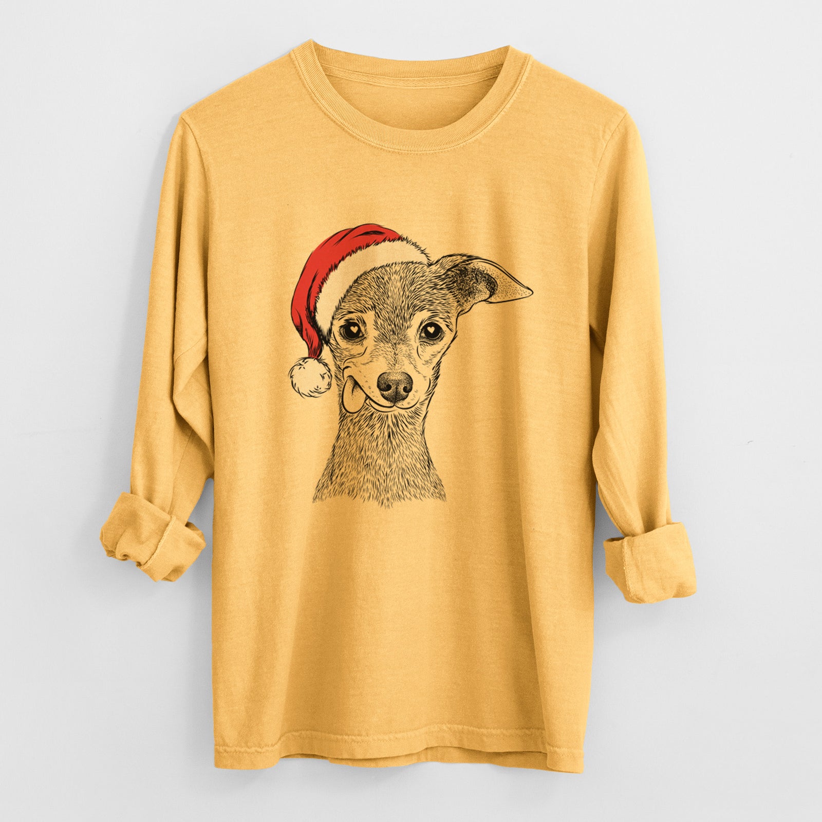 Santa Bebe the Chihuahua - Heavyweight 100% Cotton Long Sleeve