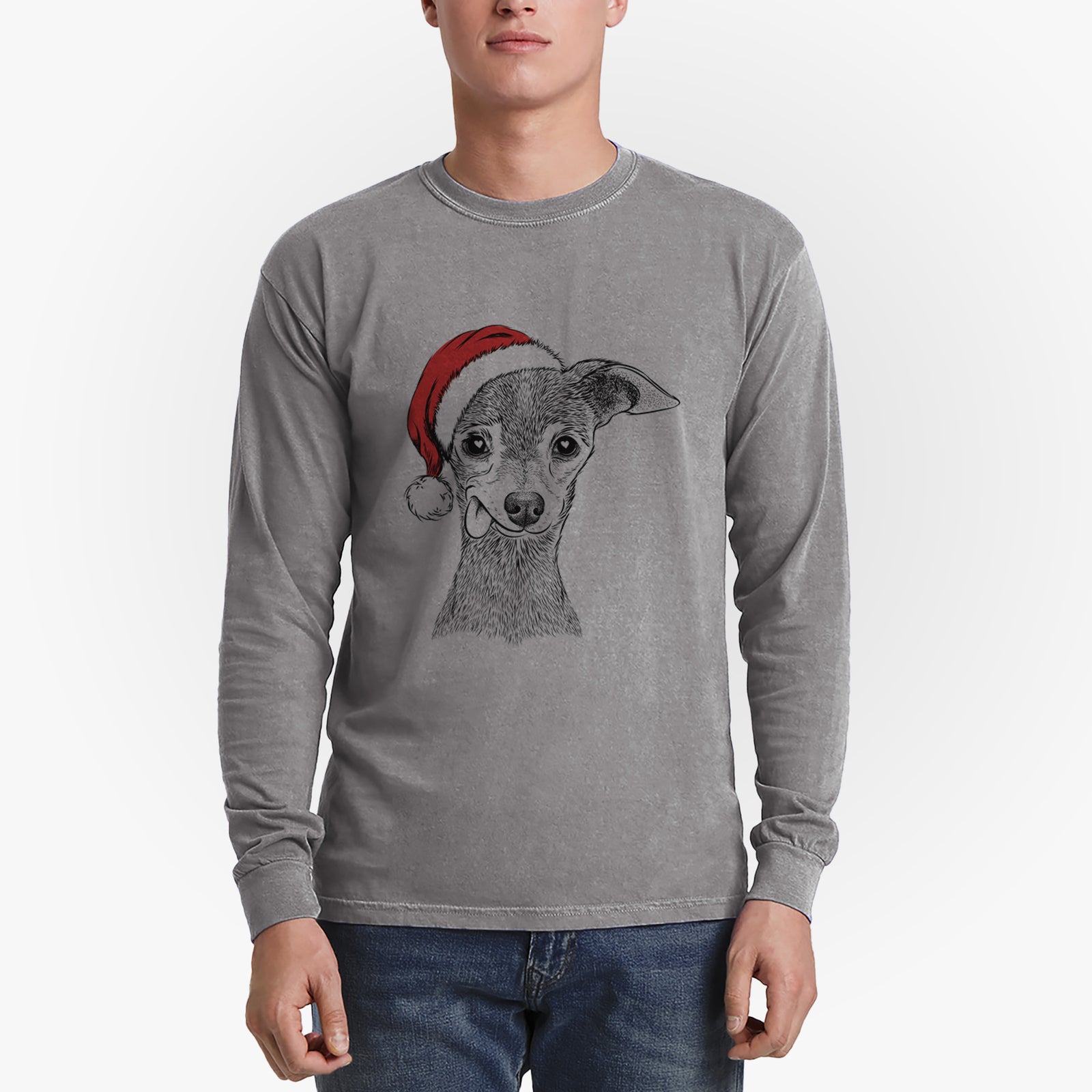 Santa Bebe the Chihuahua - Heavyweight 100% Cotton Long Sleeve