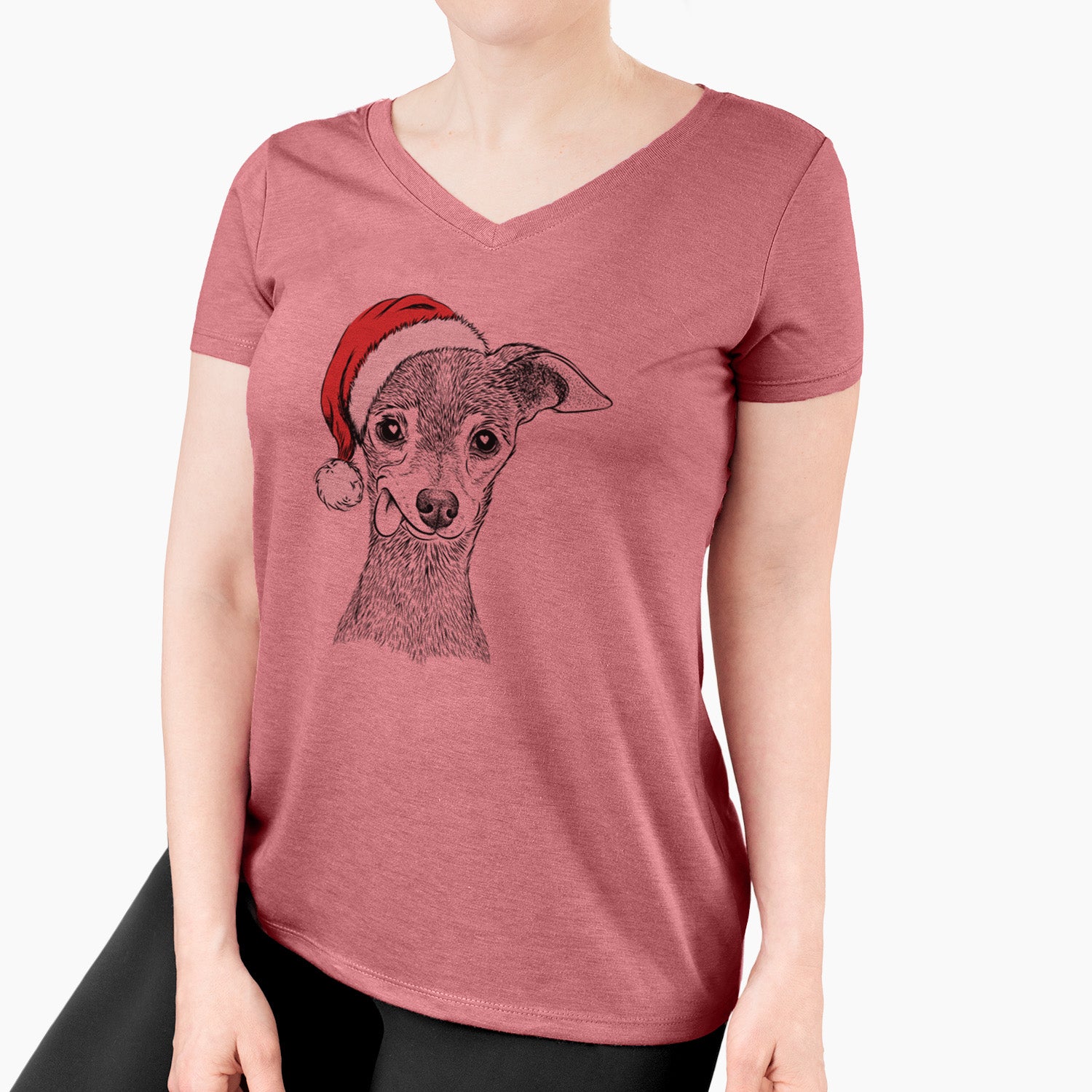 Santa Bebe the Chihuahua - Women's Perfect V-neck Shirt