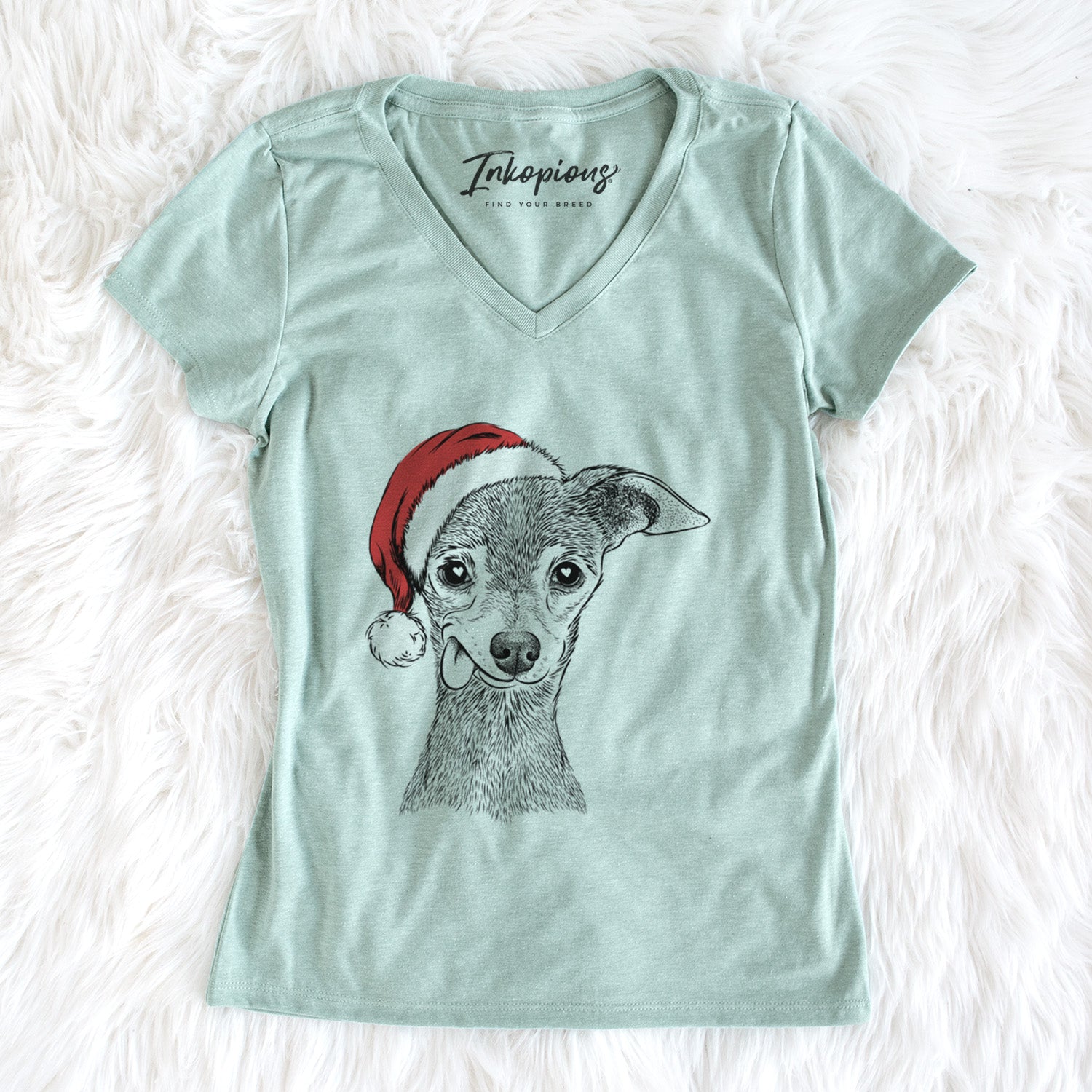 Santa Bebe the Chihuahua - Women's Perfect V-neck Shirt
