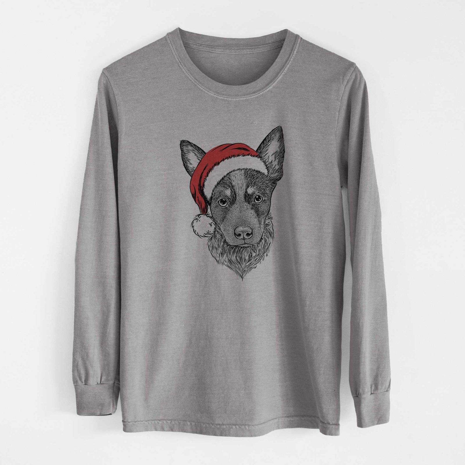 Santa Bella the Blue Heeler Puppy - Men's Heavyweight 100% Cotton Long Sleeve