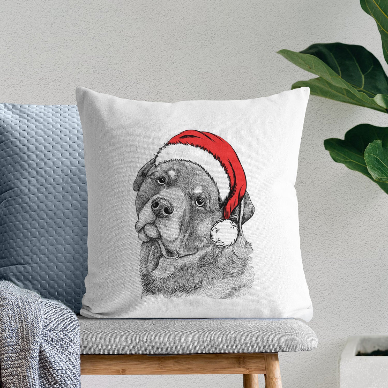 Bender the Rottweiler - Throw Pillow Cover