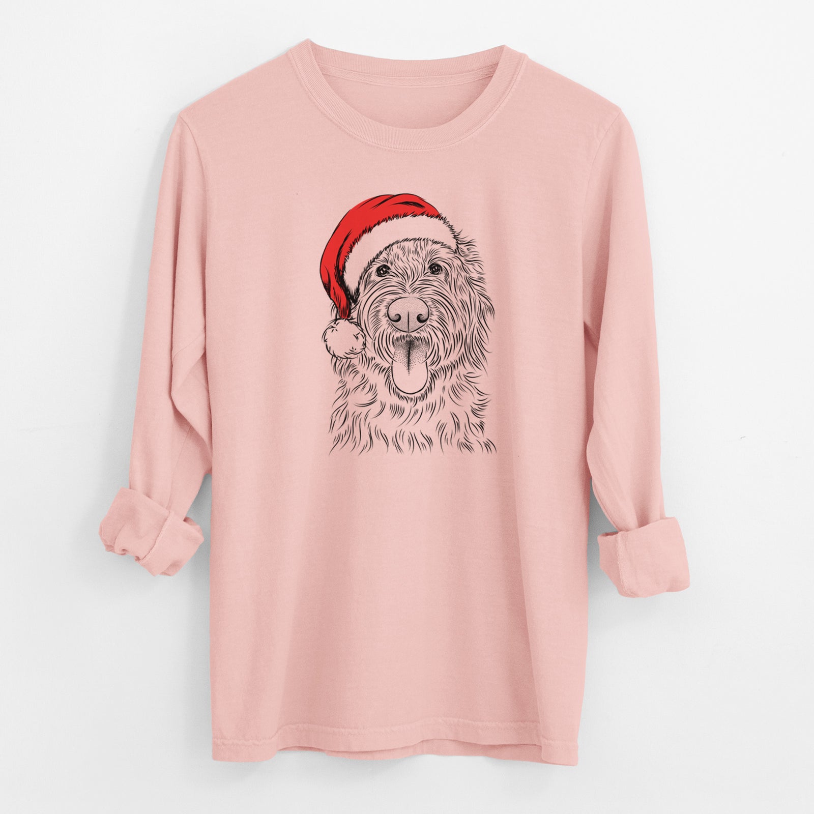 Santa Bennett the Doodle - Men's Heavyweight 100% Cotton Long Sleeve