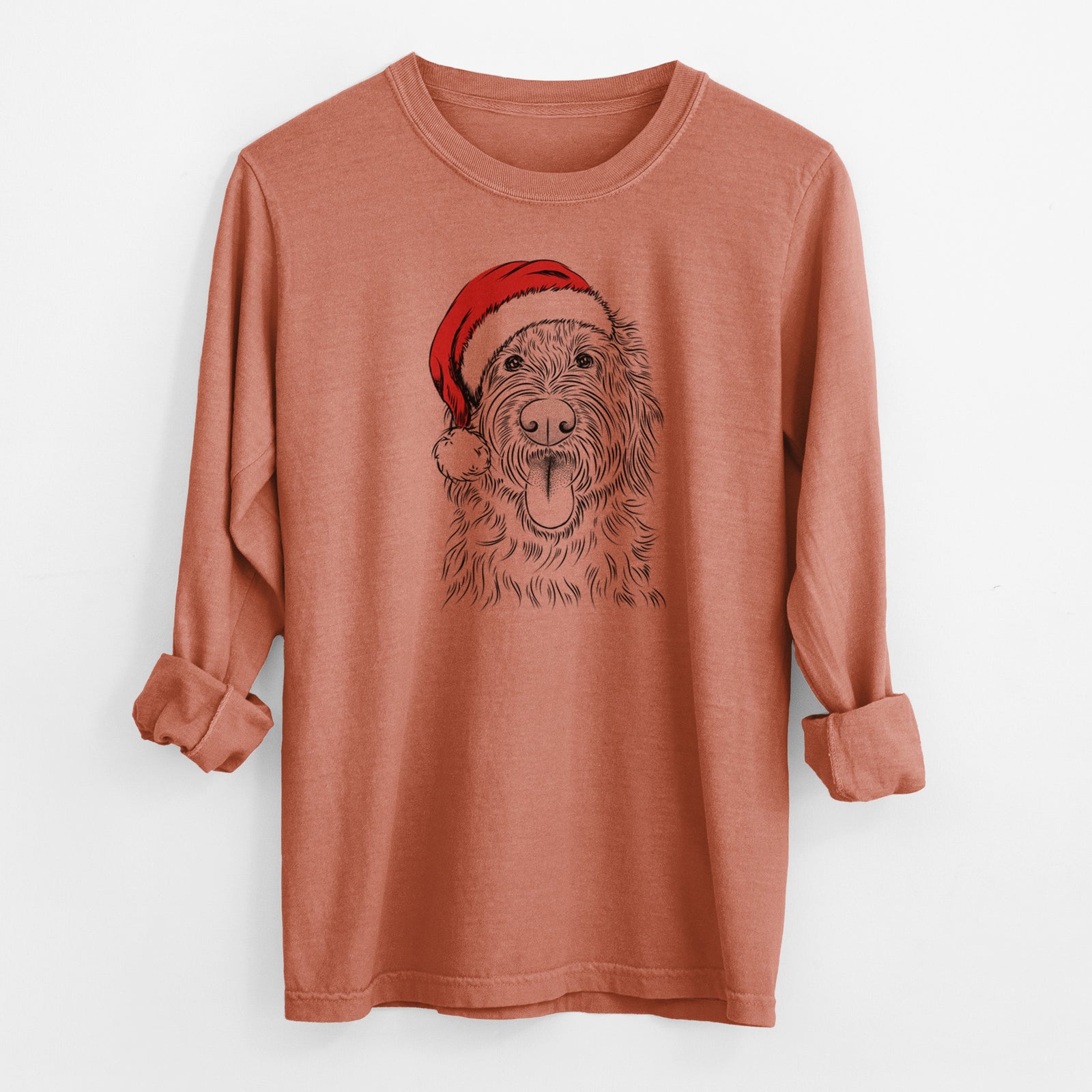 Santa Bennett the Doodle - Men's Heavyweight 100% Cotton Long Sleeve