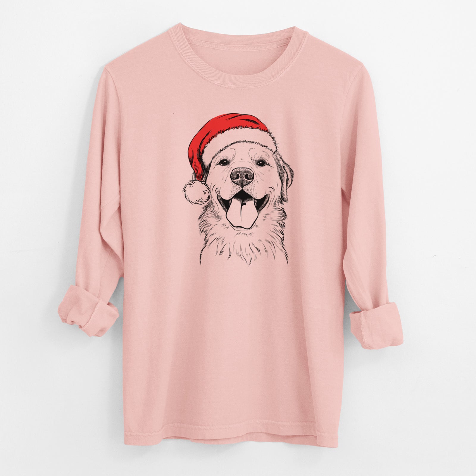 Santa Bennett the Golden Retriever - Men's Heavyweight 100% Cotton Long Sleeve