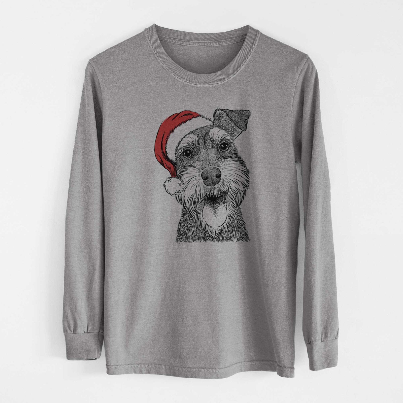 Santa Bernadette the Mini Schnauzer - Men's Heavyweight 100% Cotton Long Sleeve