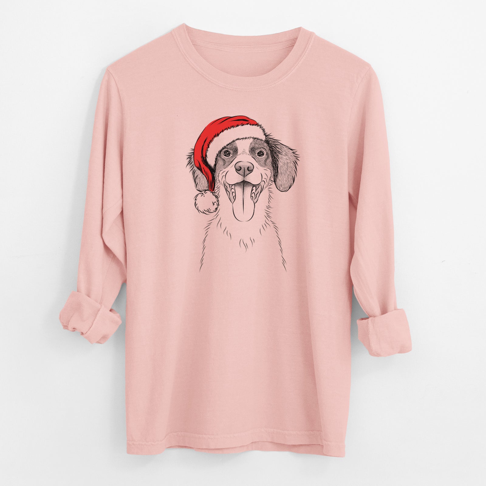 Santa Birdie the Brittany - Men's Heavyweight 100% Cotton Long Sleeve