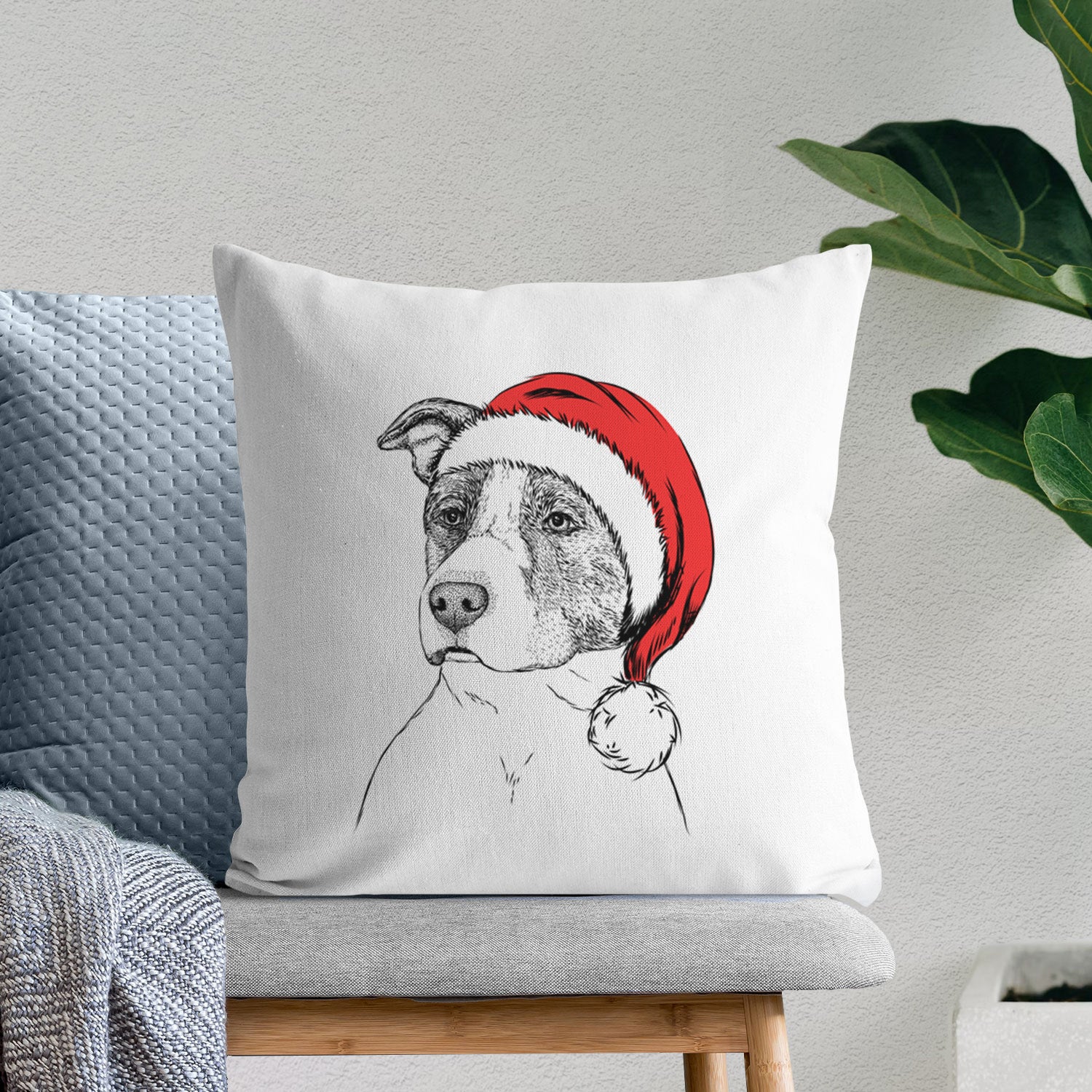 Blu the Pitbull - Throw Pillow Cover
