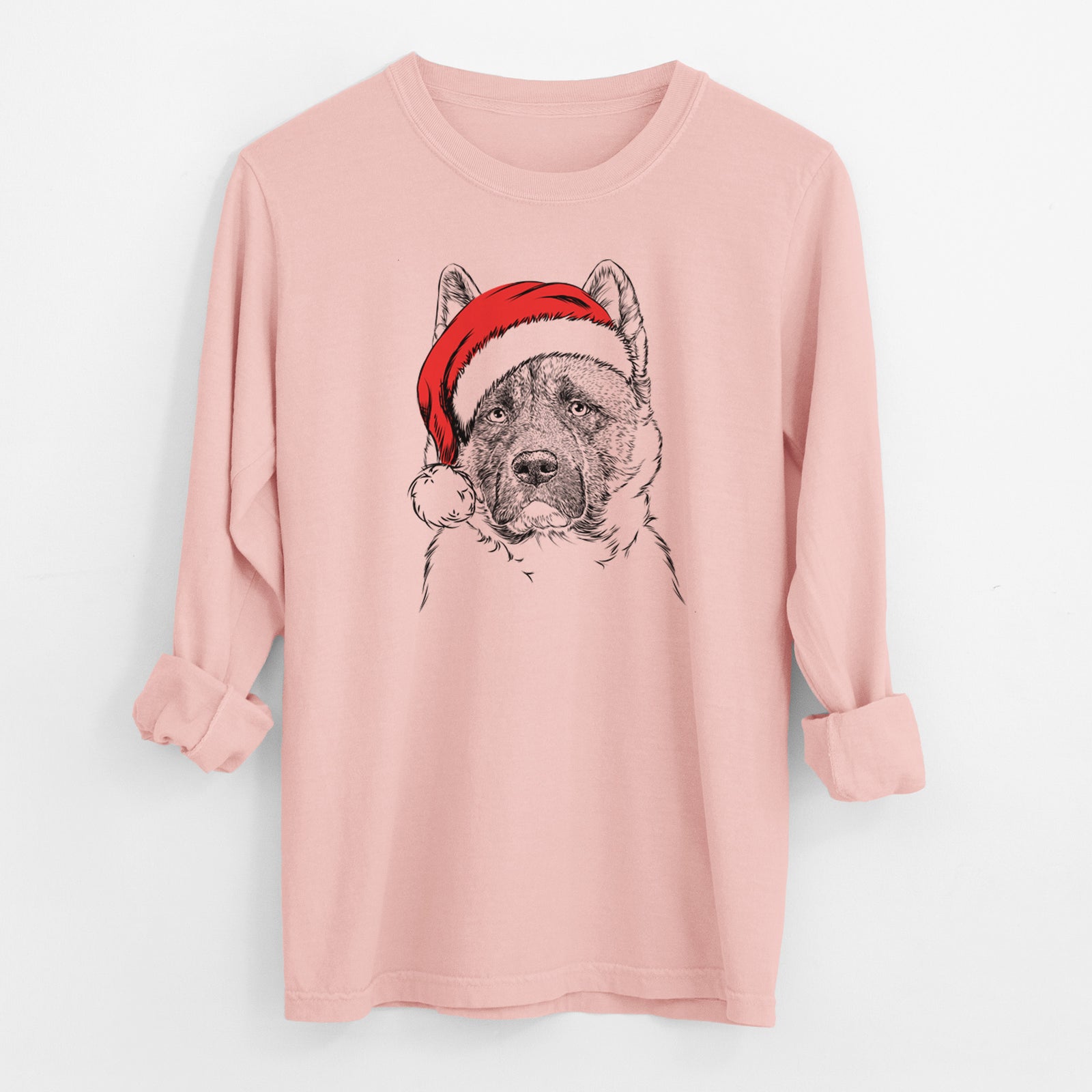 Santa Bo the American Akita - Men's Heavyweight 100% Cotton Long Sleeve