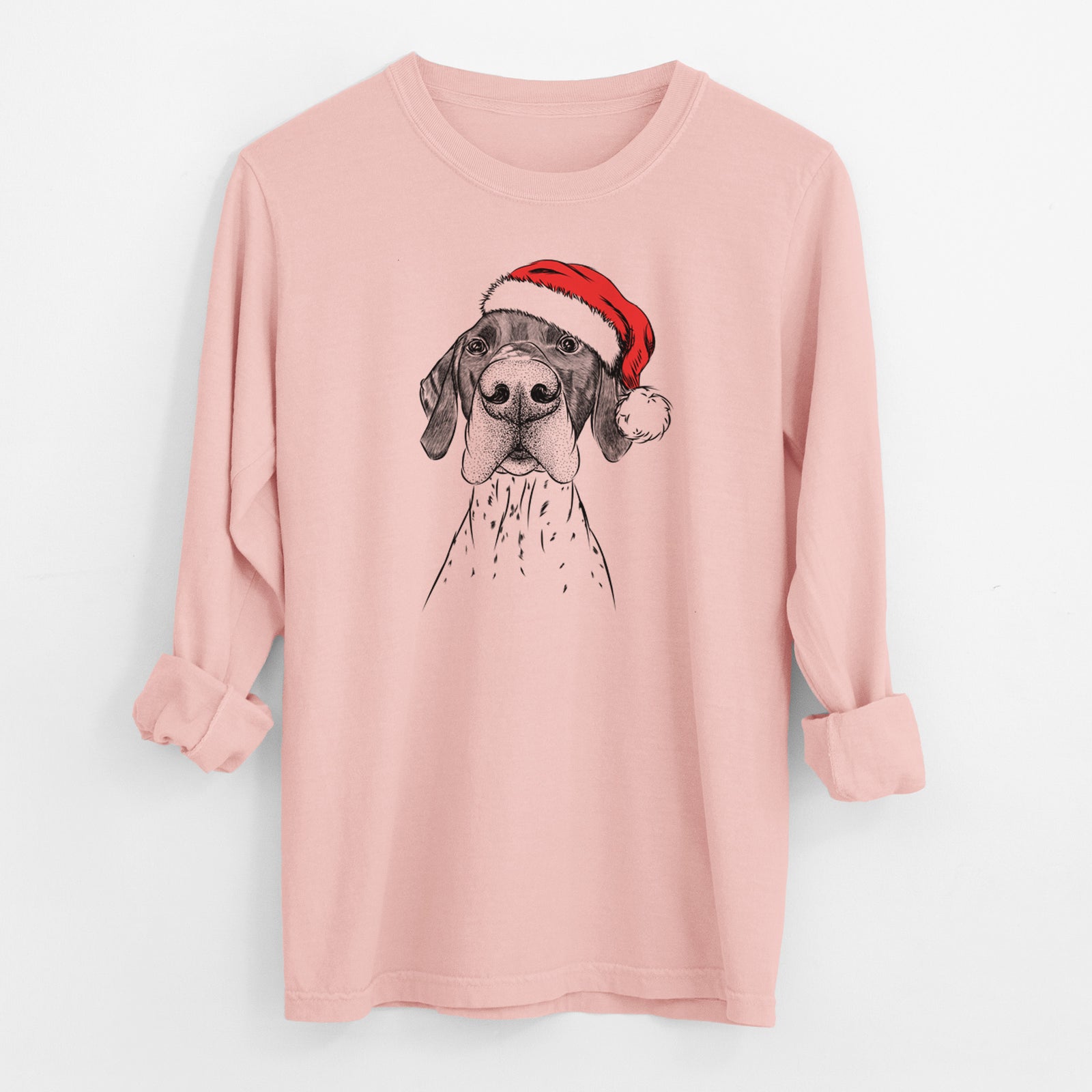 Santa Booze the German Shorthaired Pointer - Men's Heavyweight 100% Cotton Long Sleeve