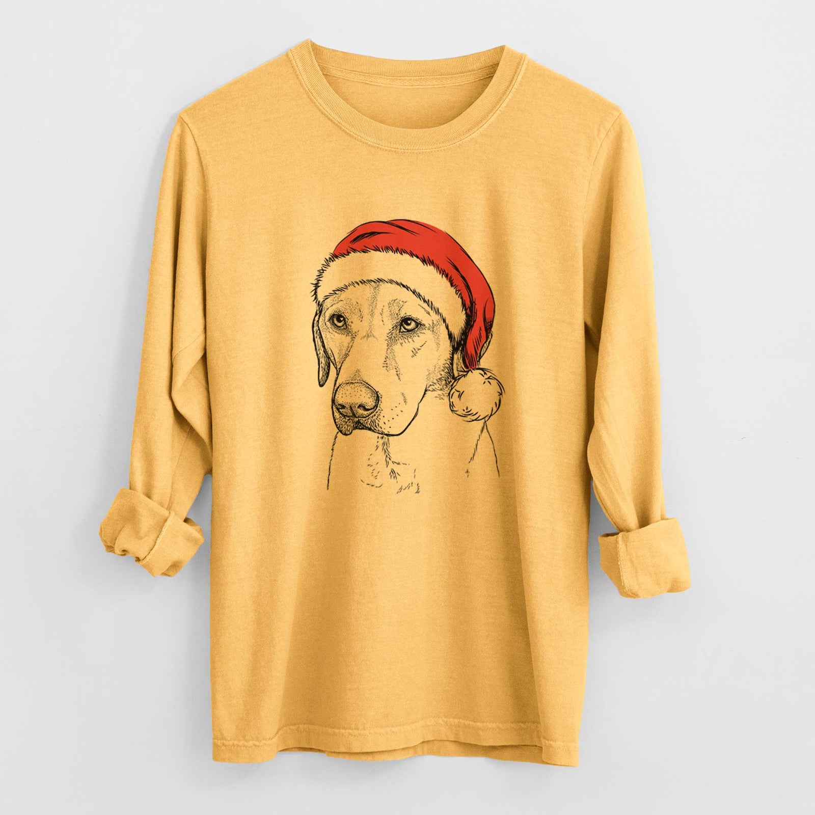 Santa Braxton the Yellow Lab - Men's Heavyweight 100% Cotton Long Sleeve