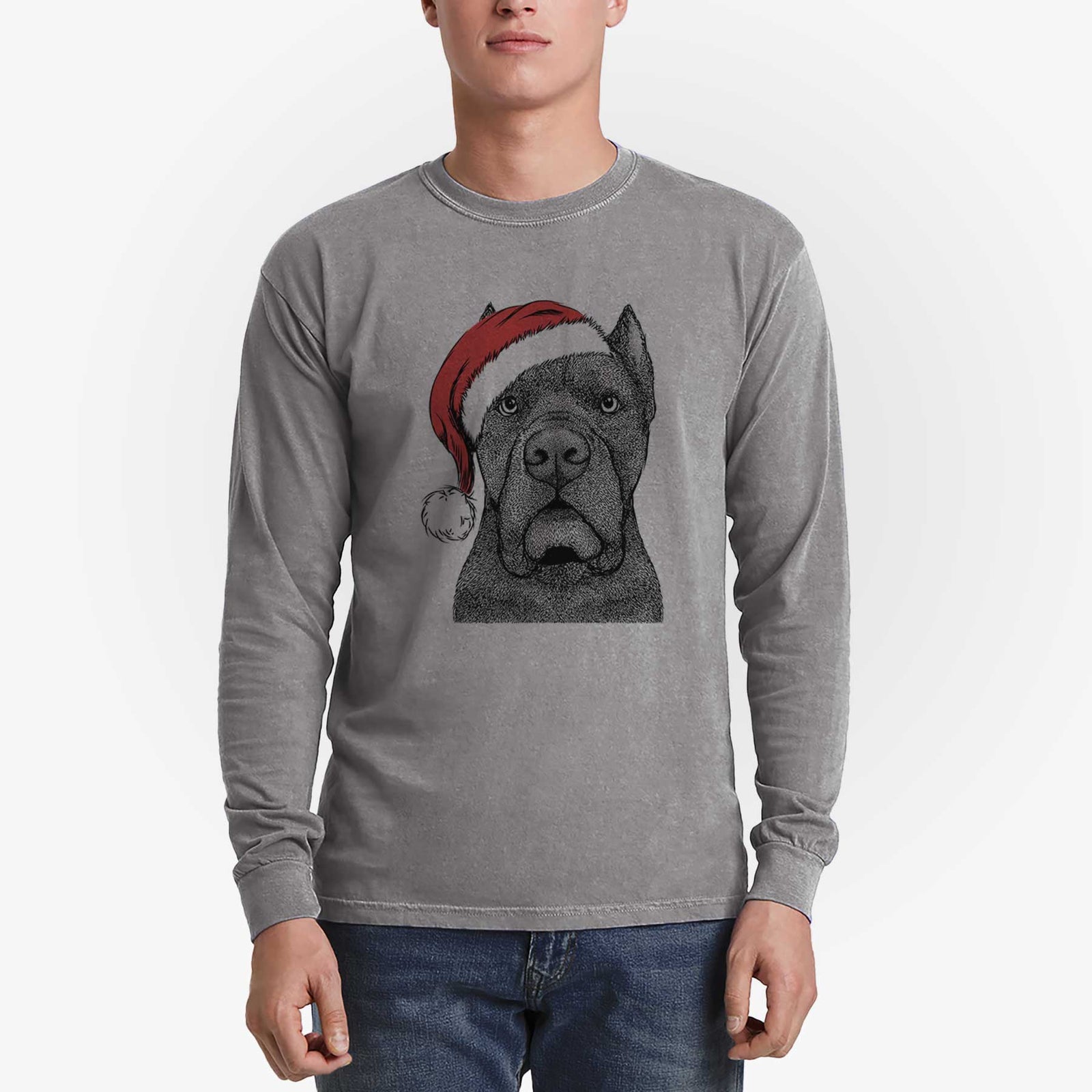 Santa Bruno the Cane Corso - Men's Heavyweight 100% Cotton Long Sleeve