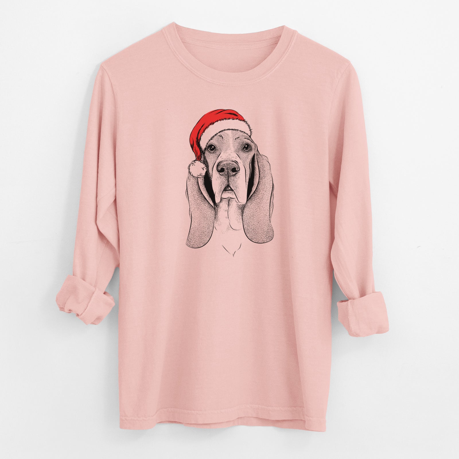 Santa Buckley the Basset Hound - Men's Heavyweight 100% Cotton Long Sleeve