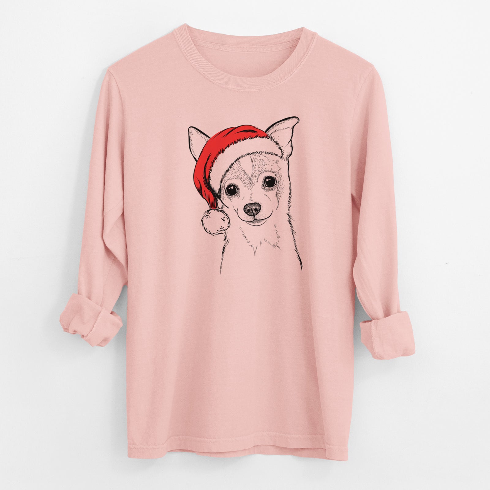 Santa Buggy the Chihuahua - Men's Heavyweight 100% Cotton Long Sleeve