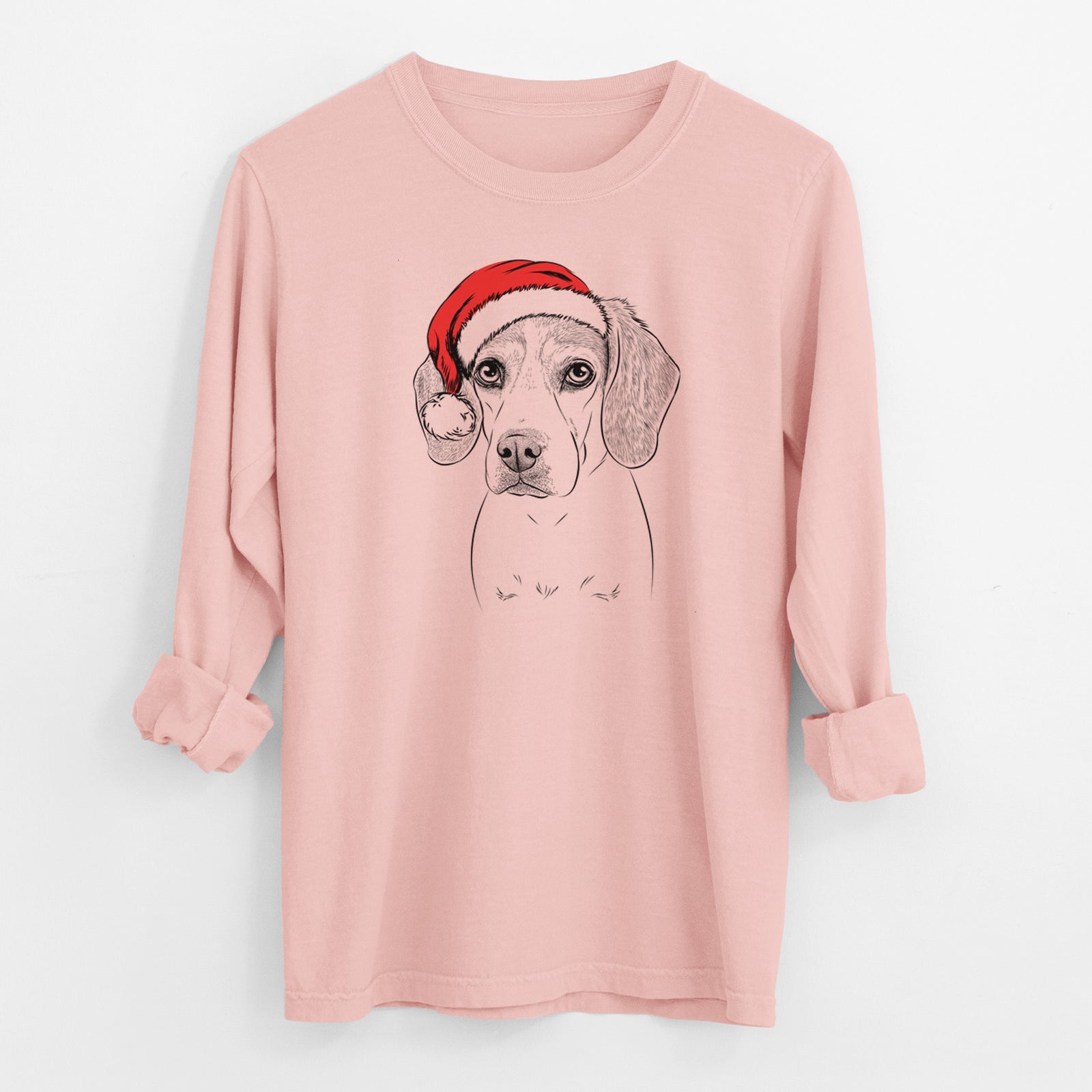 Santa Bumbee the Beagle - Men's Heavyweight 100% Cotton Long Sleeve