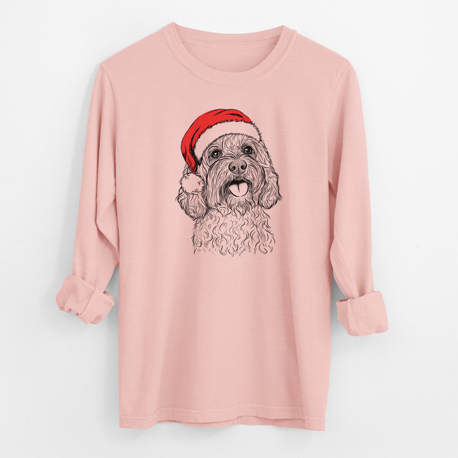 Santa Cali the Cavapoo - Men's Heavyweight 100% Cotton Long Sleeve