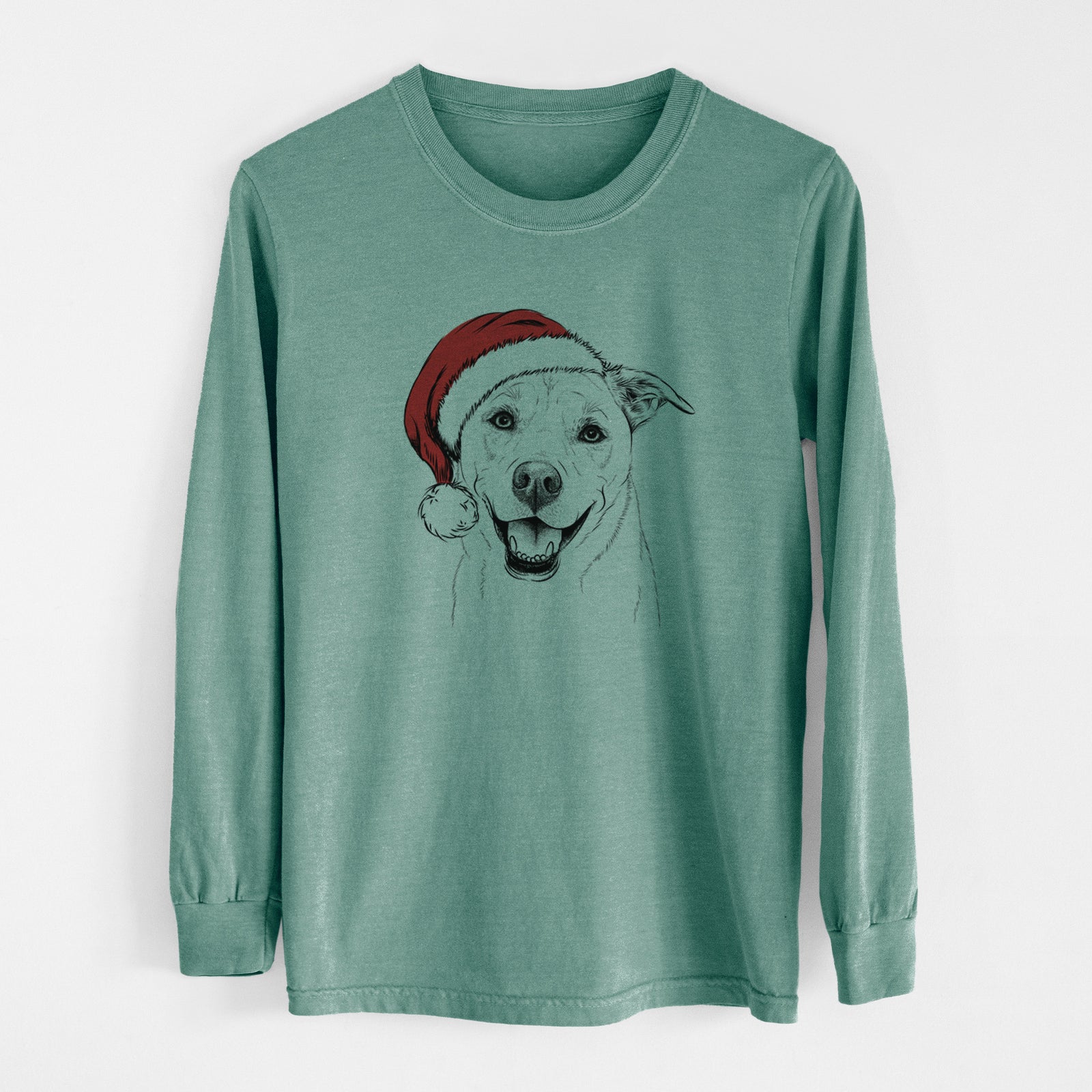 Santa Carl the Mixed Breed - Men's Heavyweight 100% Cotton Long Sleeve