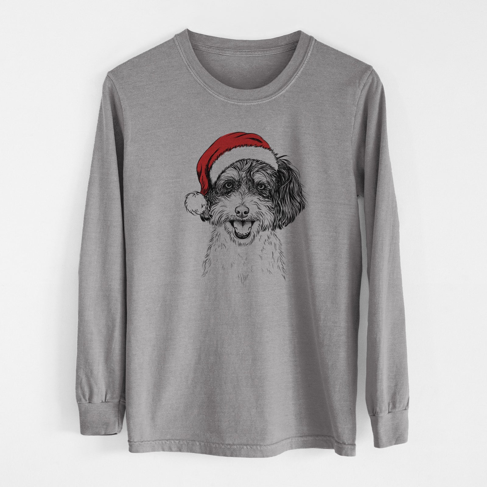 Santa Carlos the Cavapoo - Men's Heavyweight 100% Cotton Long Sleeve