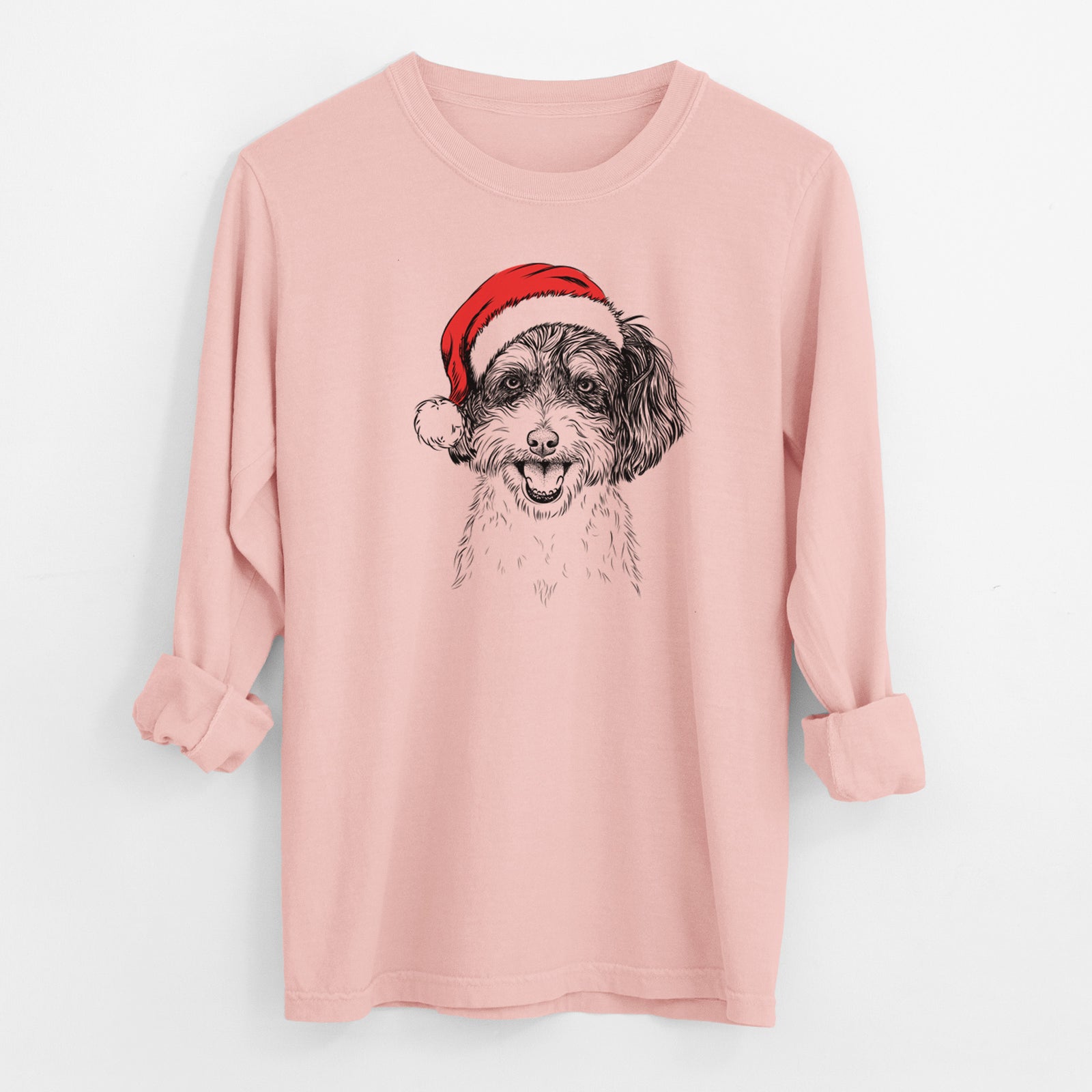 Santa Carlos the Cavapoo - Men's Heavyweight 100% Cotton Long Sleeve