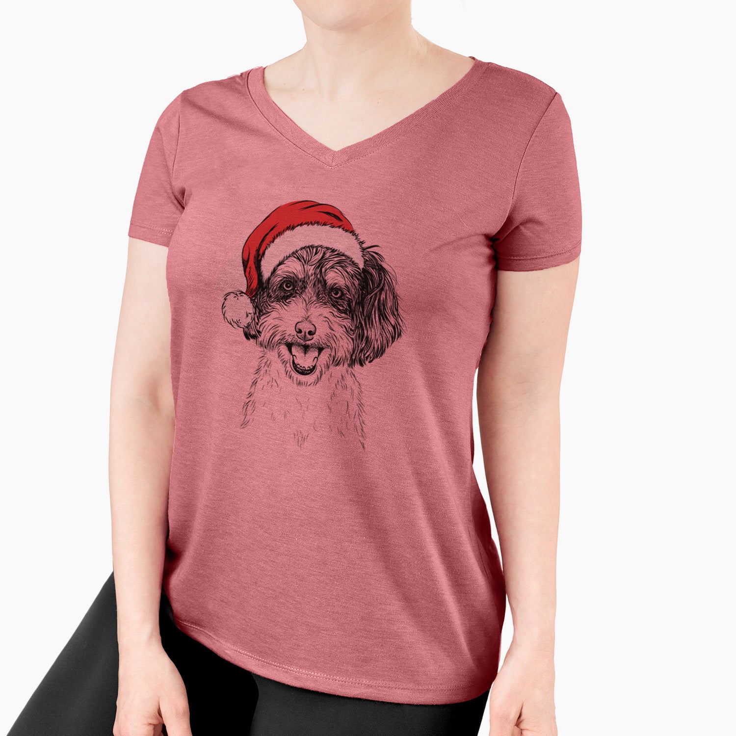 Santa Carlos the Cavapoo - Women's Perfect V-neck Shirt