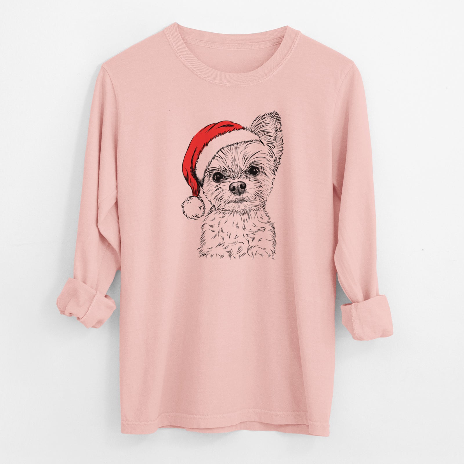 Santa Chance the Yorkshire Terrier - Men's Heavyweight 100% Cotton Long Sleeve