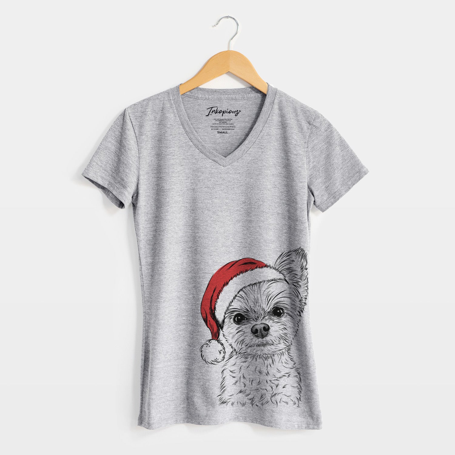 Santa Chance the Yapper the Yorkshire Terrier - Women's Perfect V-neck Shirt