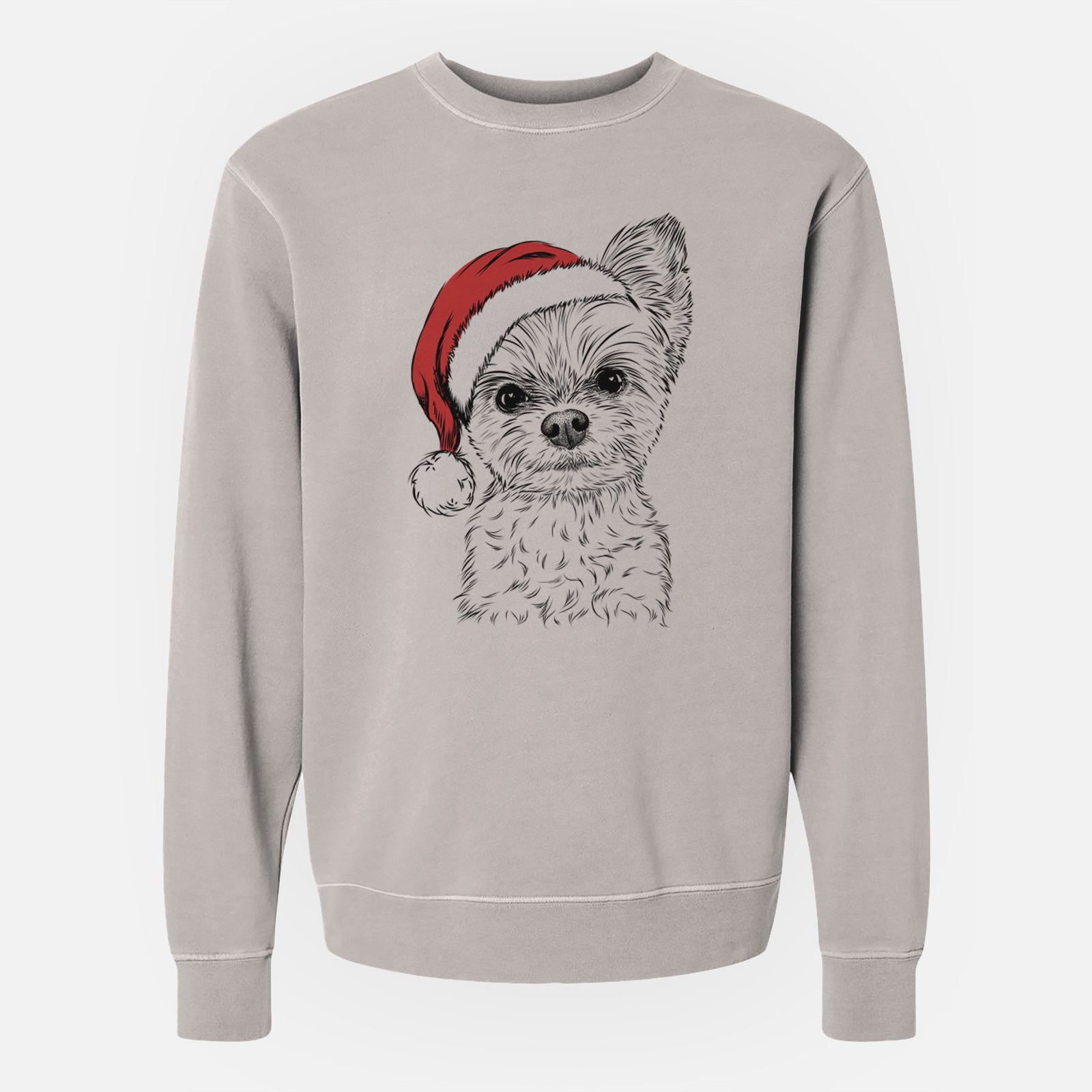 Santa Chance the Yapper the Yorkshire Terrier - Unisex Pigment Dyed Crew Sweatshirt