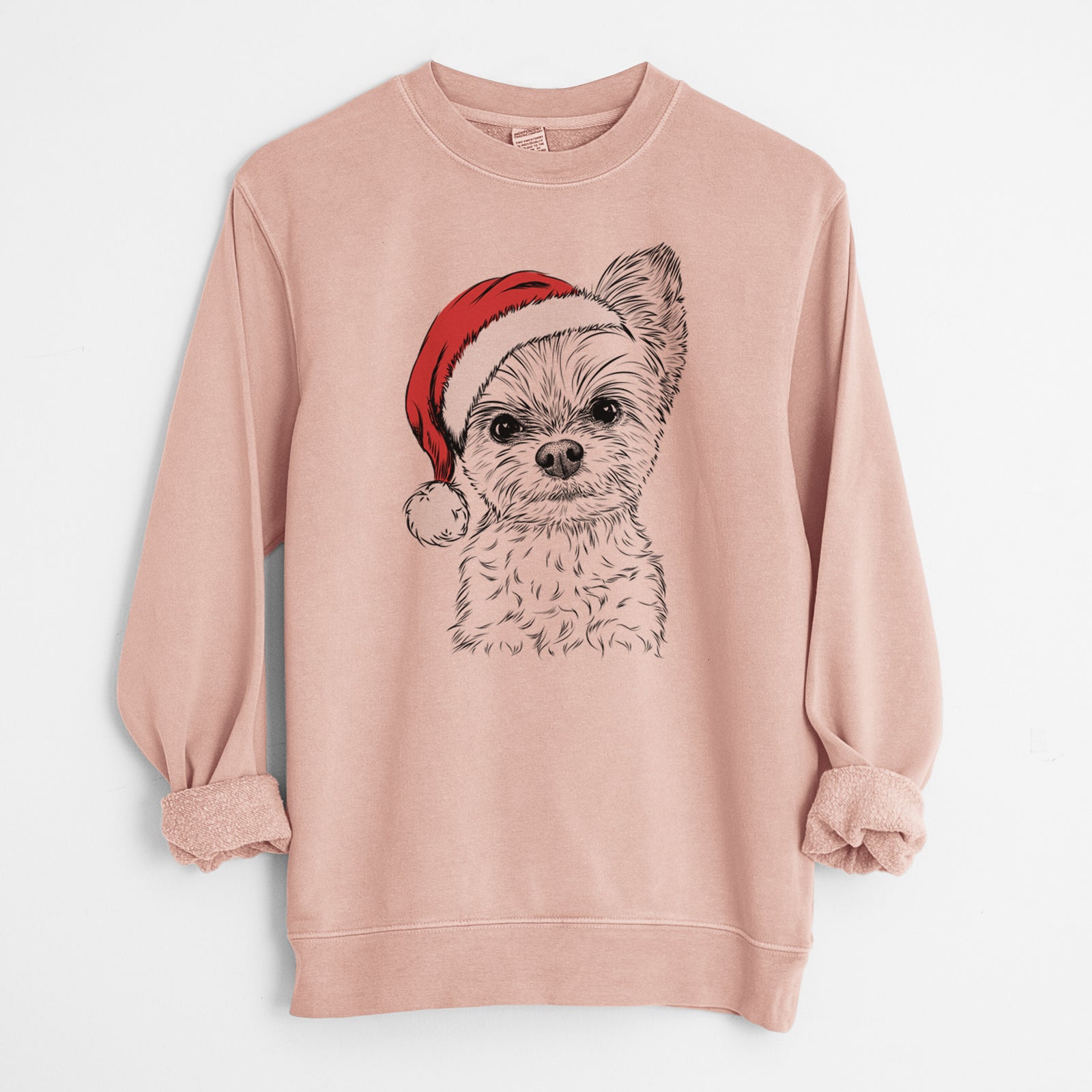 Santa Chance the Yapper the Yorkshire Terrier - Unisex Pigment Dyed Crew Sweatshirt