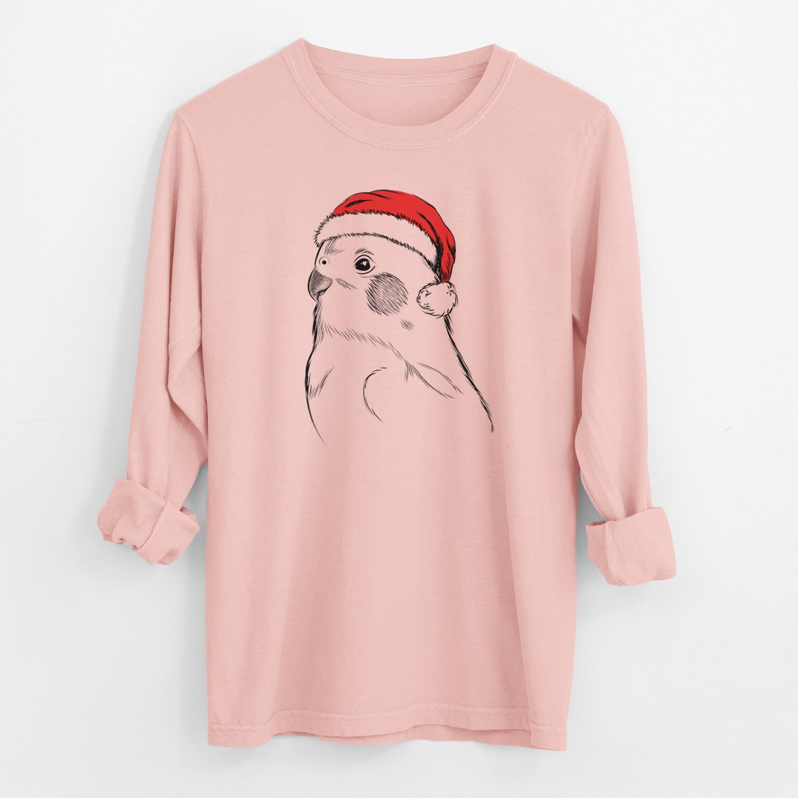 Santa Charlie the Cockatiel - Men's Heavyweight 100% Cotton Long Sleeve