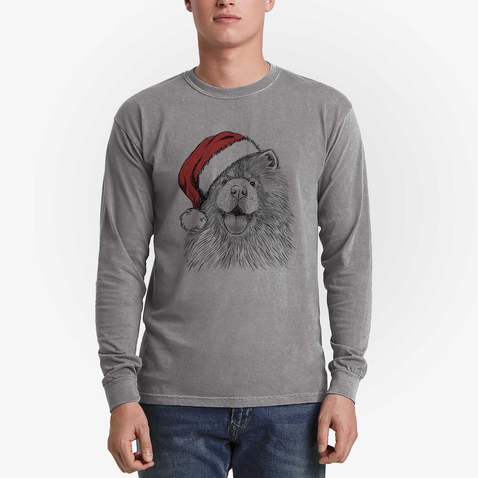Santa Charming Charlie the Chow Chow - Men's Heavyweight 100% Cotton Long Sleeve