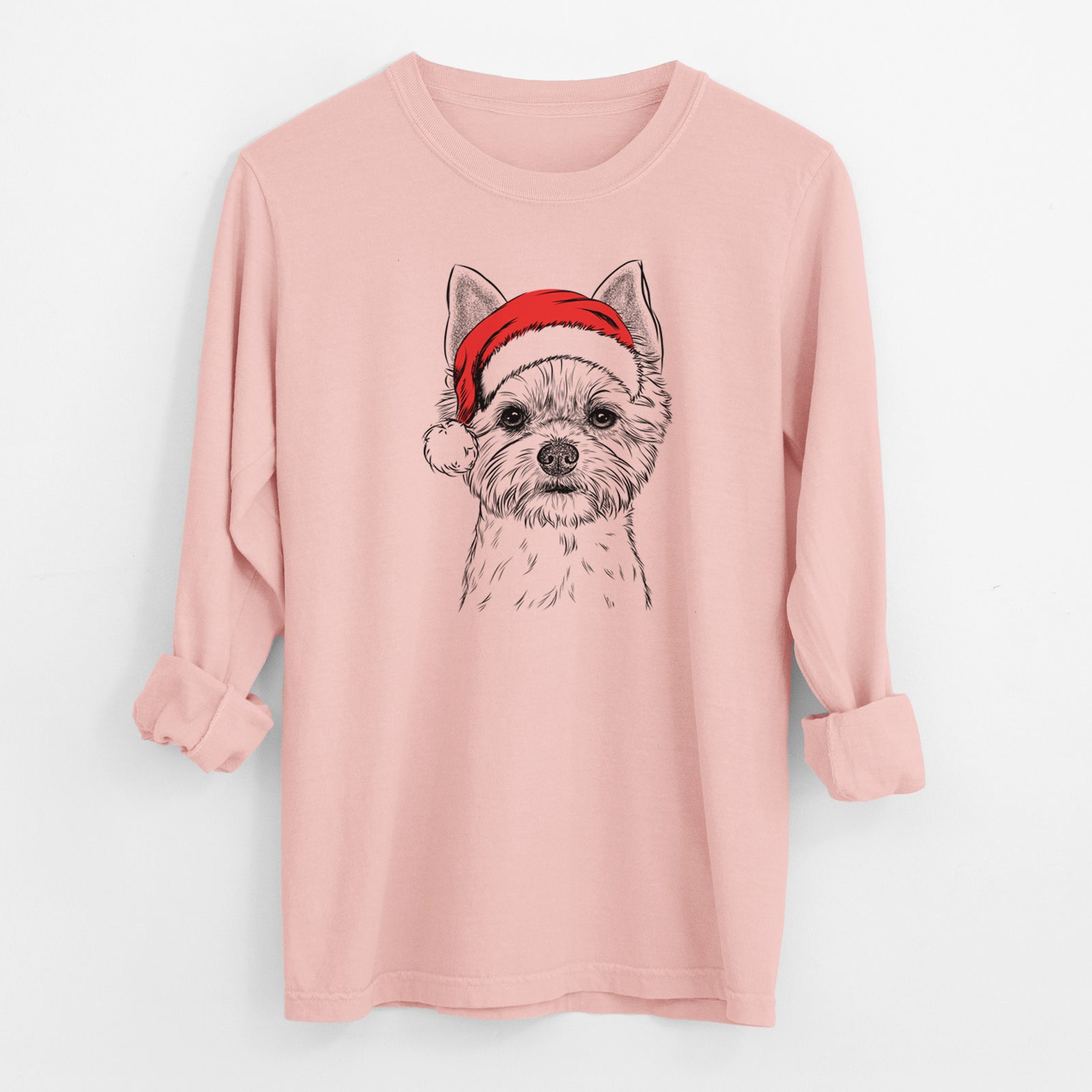 Santa Chewy the Yorkshire Terrier - Men's Heavyweight 100% Cotton Long Sleeve
