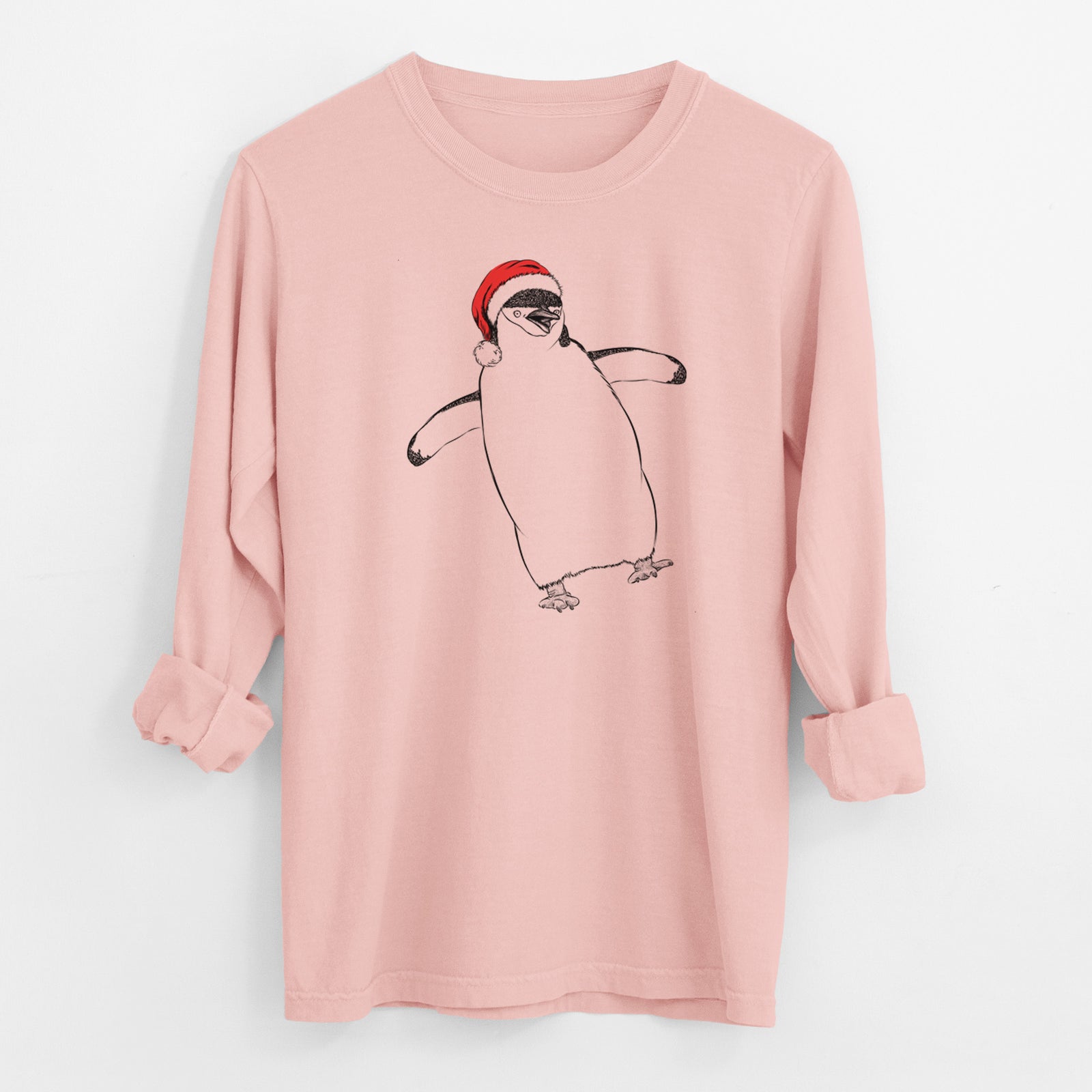 Santa Chive the Chinstrap Penguin - Men's Heavyweight 100% Cotton Long Sleeve