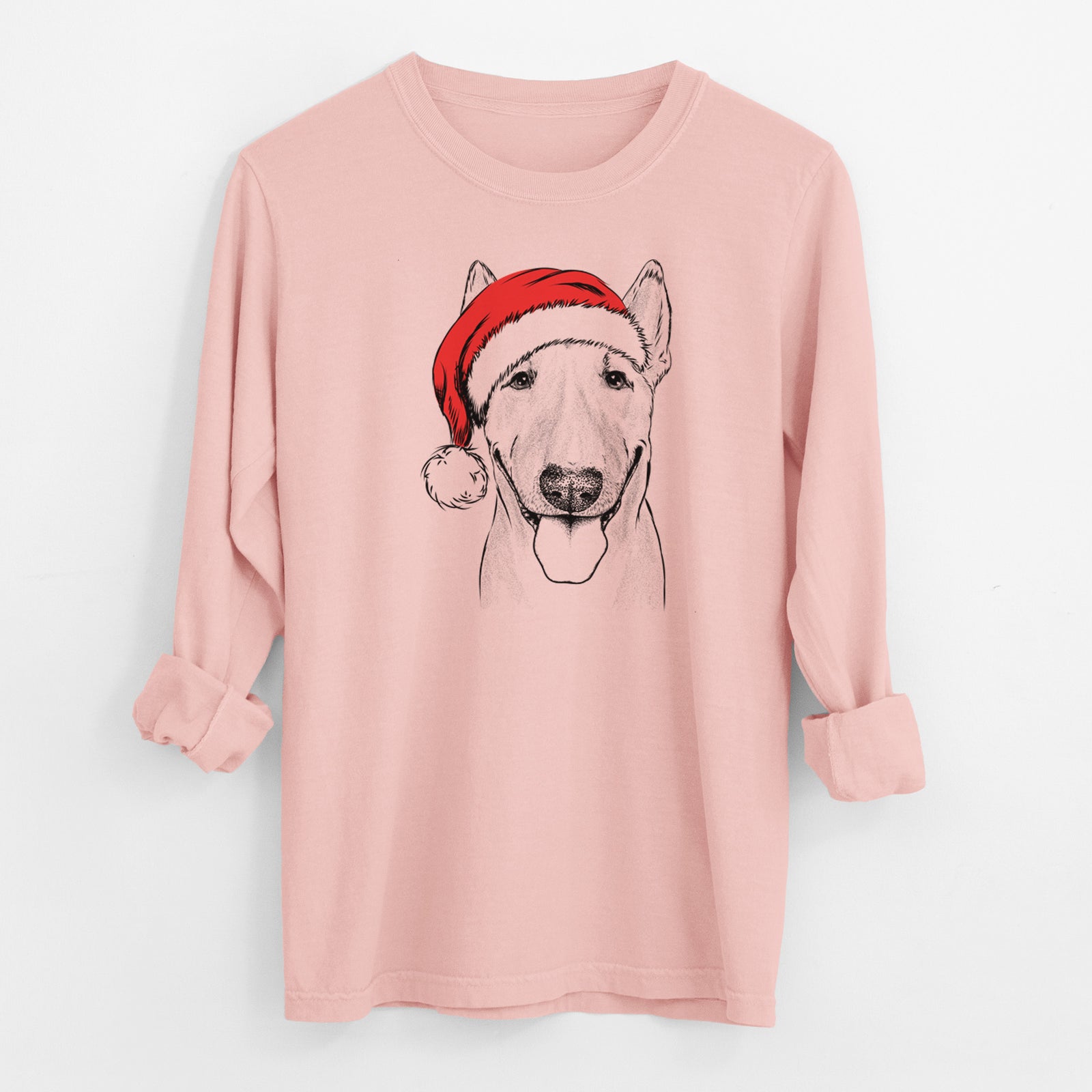 Santa Chloe the Bull Terrier - Men's Heavyweight 100% Cotton Long Sleeve