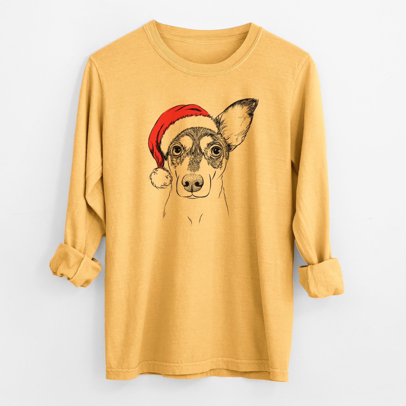 Santa Chloe the Doxie Mix - Men's Heavyweight 100% Cotton Long Sleeve