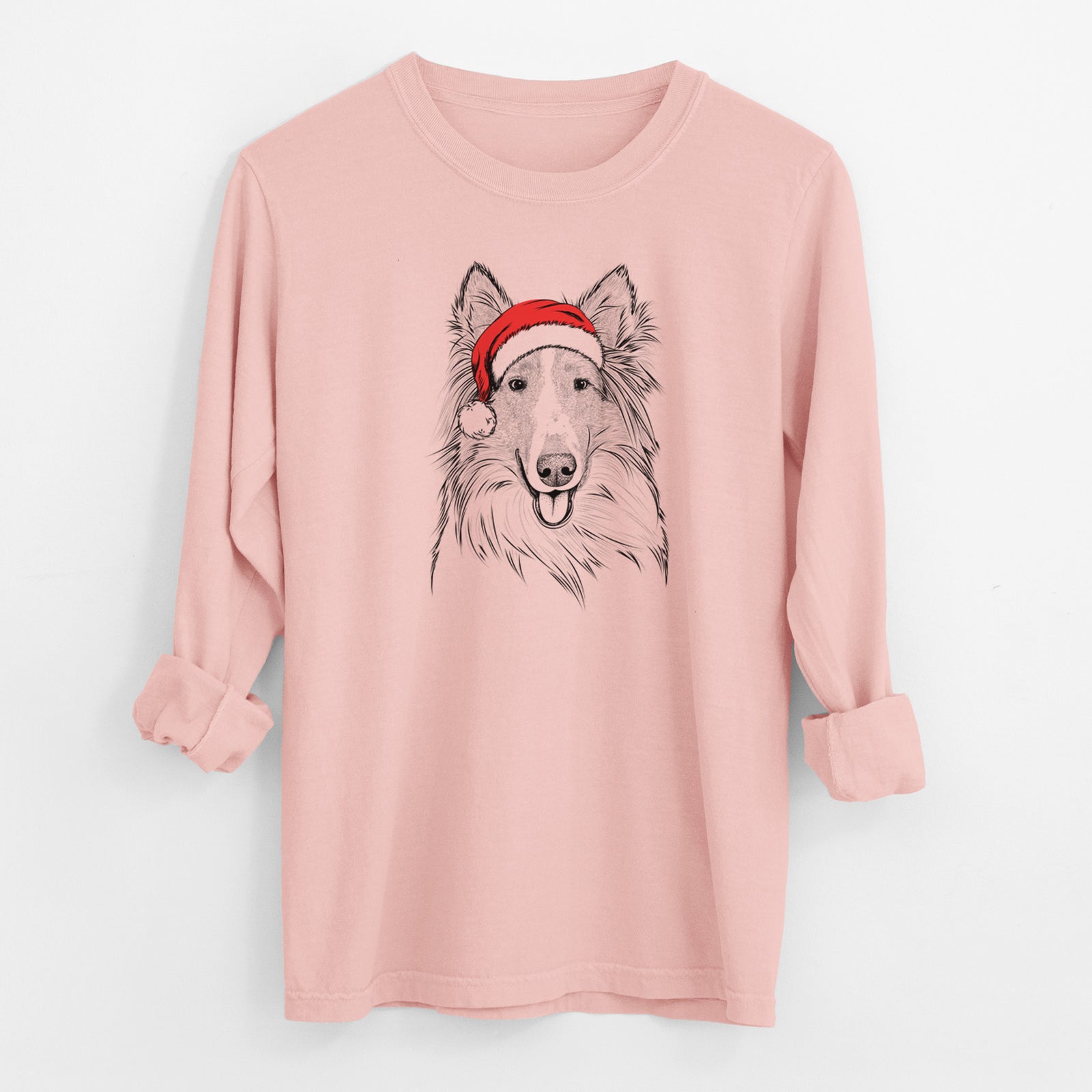 Santa Conrad the Rough Collie - Men's Heavyweight 100% Cotton Long Sleeve