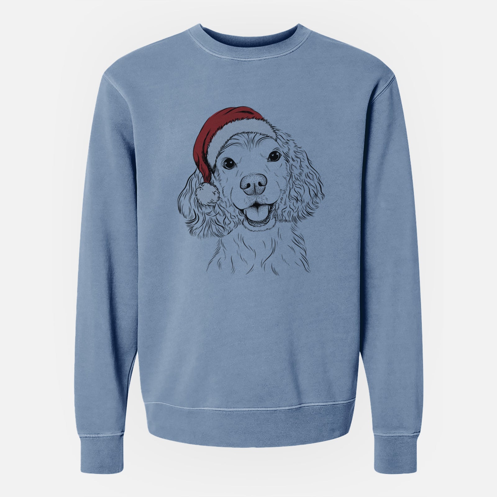 Santa Cricket the American Cocker Spaniel - Unisex Pigment Dyed Crew Sweatshirt