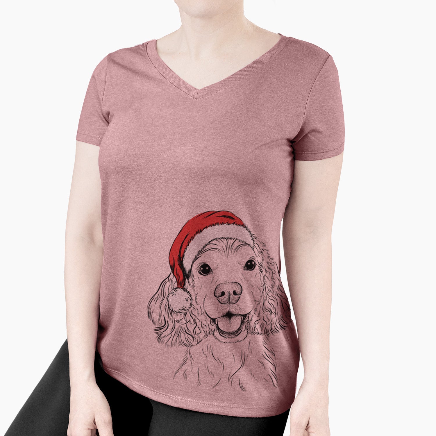 Santa Cricket the American Cocker Spaniel - Women's Perfect V-neck Shirt