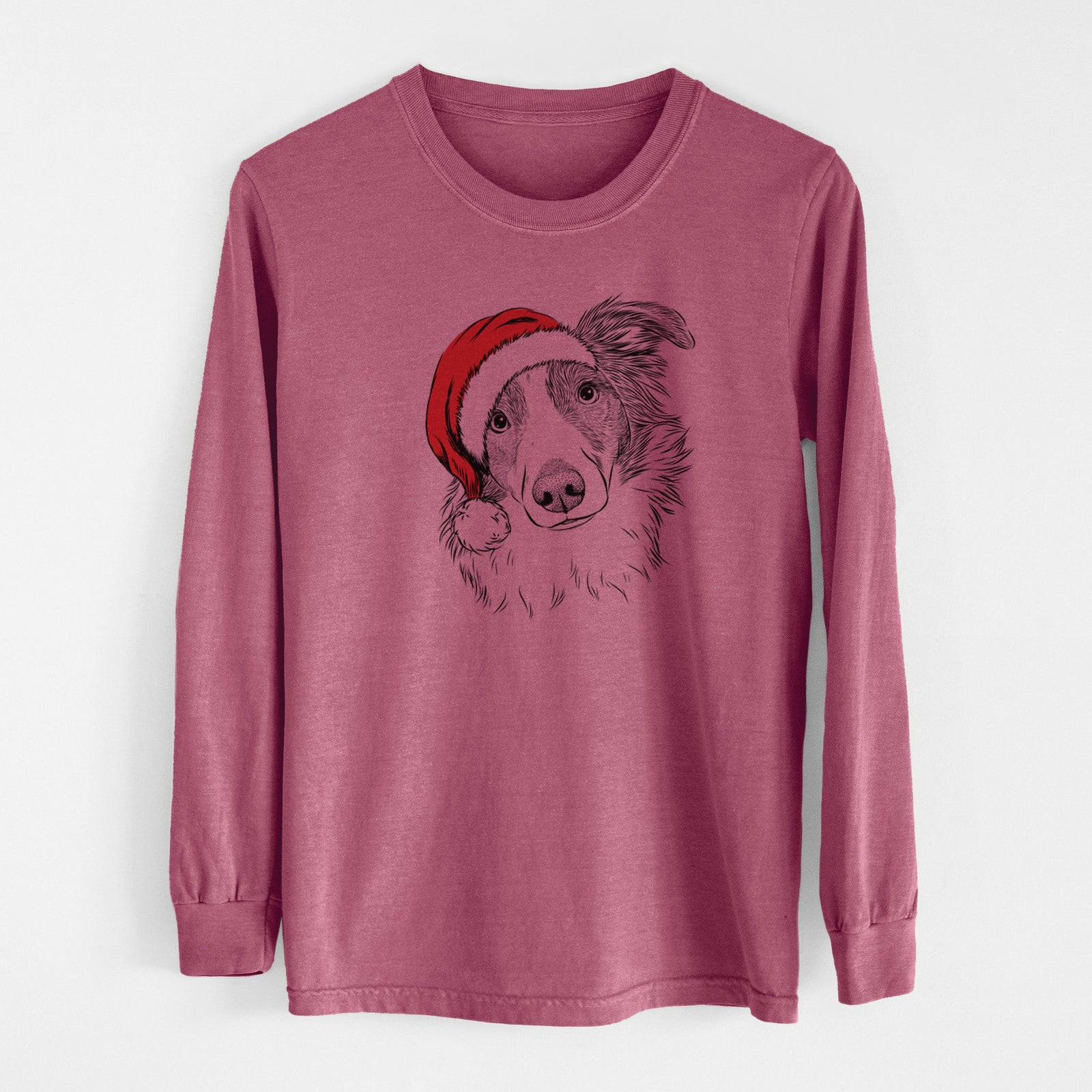 Santa Cyclone the Australian Shepherd - Men's Heavyweight 100% Cotton Long Sleeve